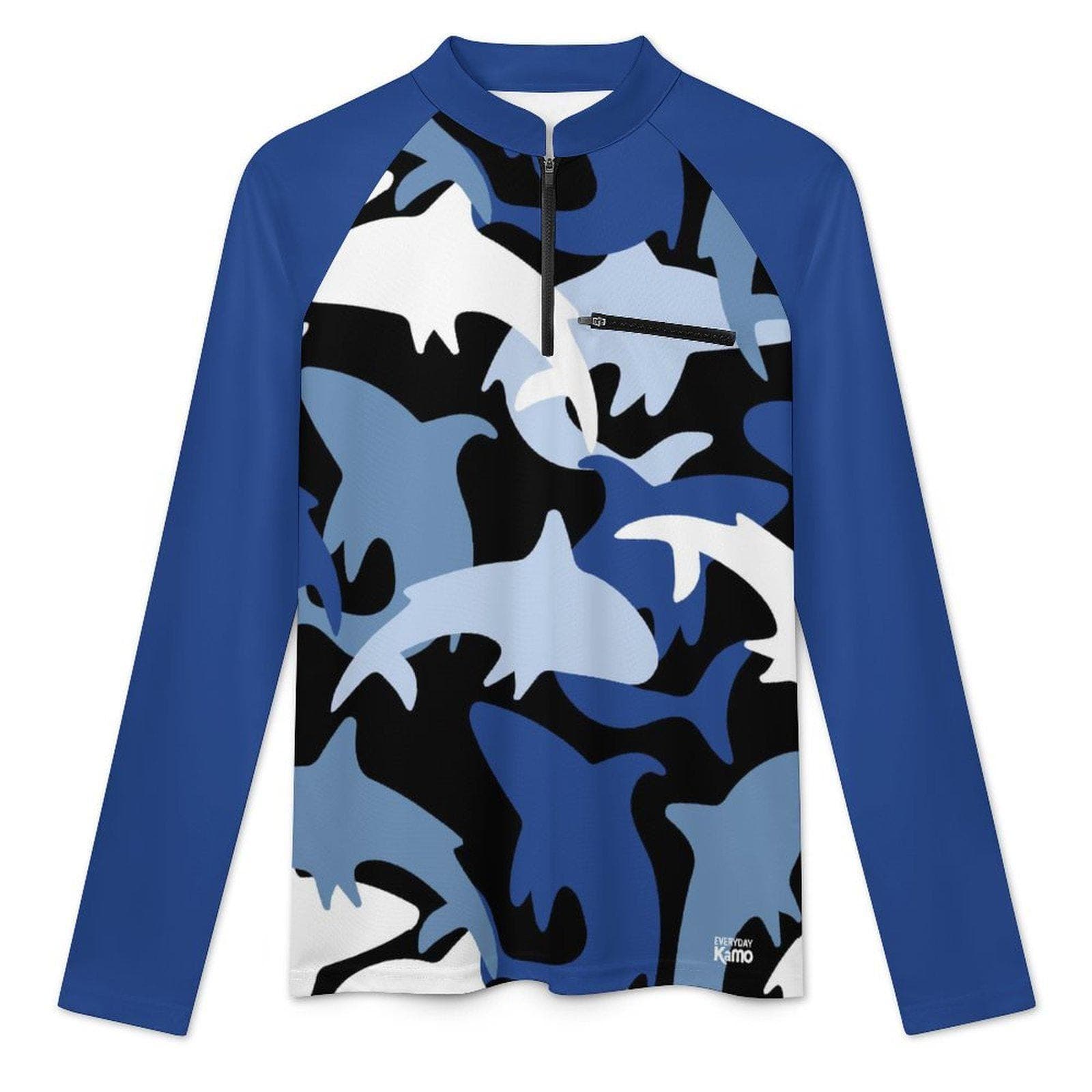 Men's Shark Camo Performance Fishing Hoodie | UV Protection Stand-Up Collar Quarter Zip | Everyday Kamo Outdoor Sport Shirt