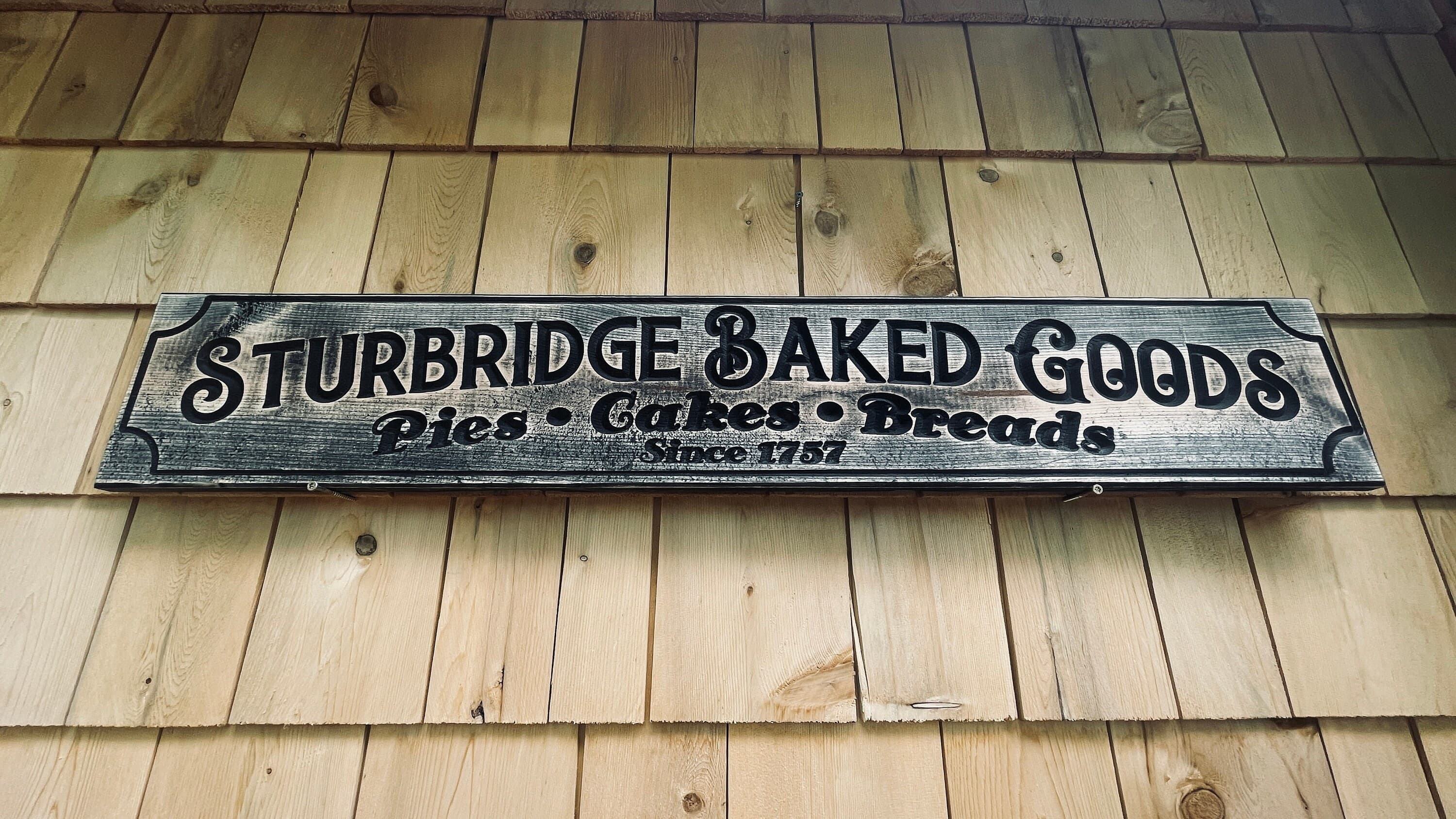 Sturbridge Baked Goods Carved Real Pine Wooden Sign