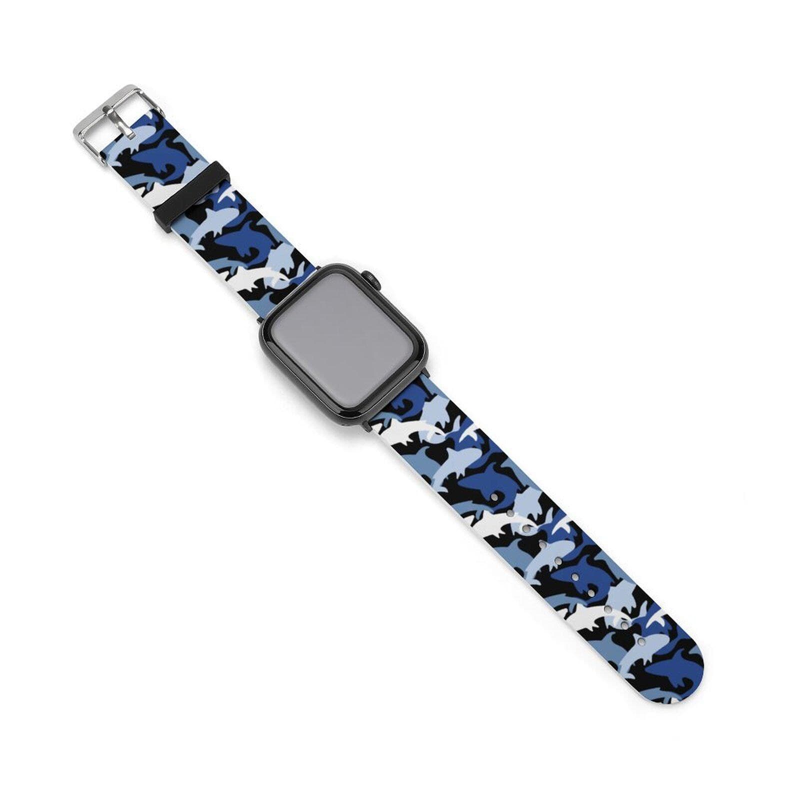 Blue Shark Camo Silicone iWatch Strap - Ocean Camouflage Apple Watch Band