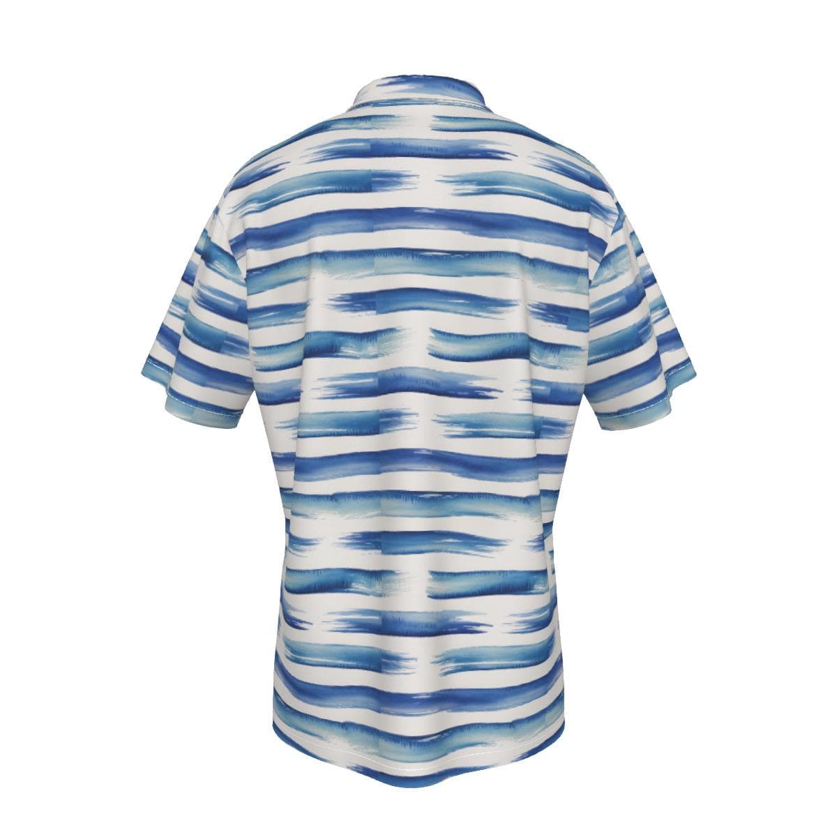Vibrant Blue Brushstroke Hawaiian Shirt for Men | Modern Abstract Striped Aloha Shirt | Breathable Summer Beach Button Up