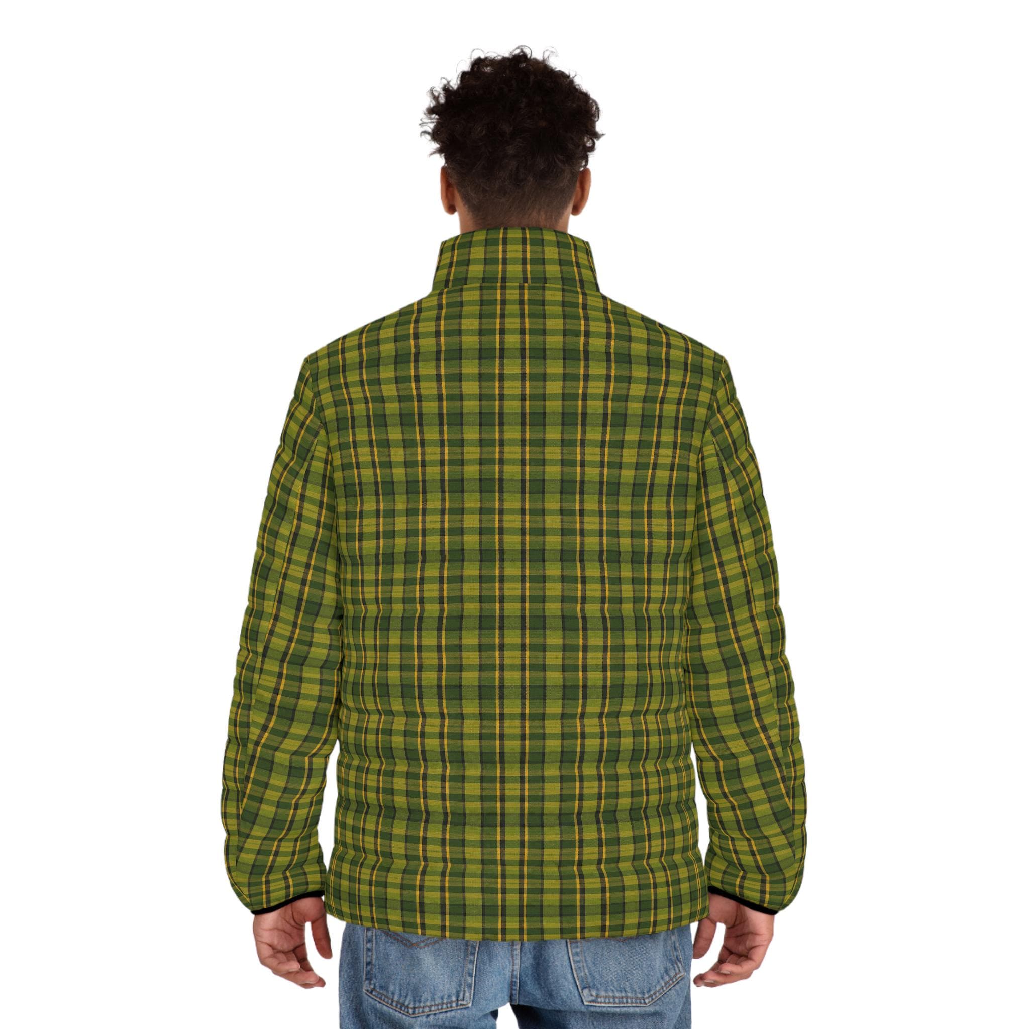Westy Green Westfalia Plaid Pattern Puffer Jacket