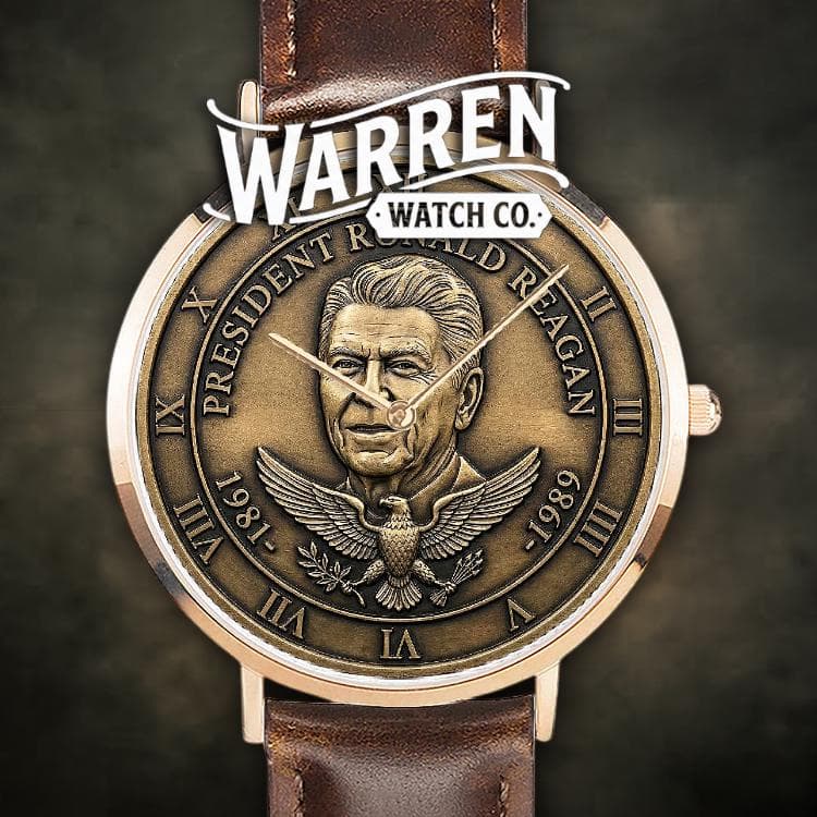President Ronald Reagan 1981-1989 Commemorative Unisex Watch | Ultra-Thin Quartz with Leather Band