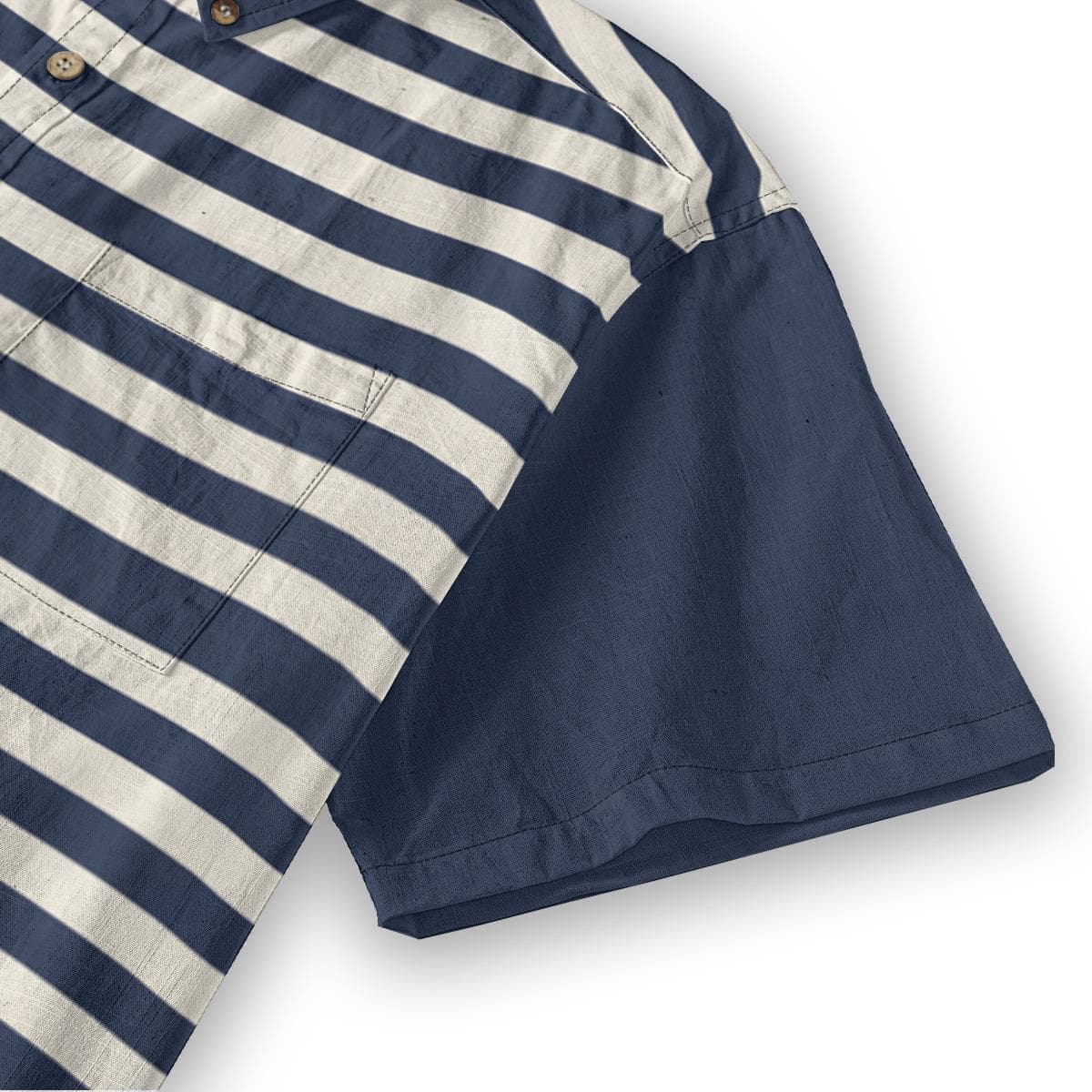 Men's Nautical Striped Slub Cotton Shirt | Short Sleeve Resort Top