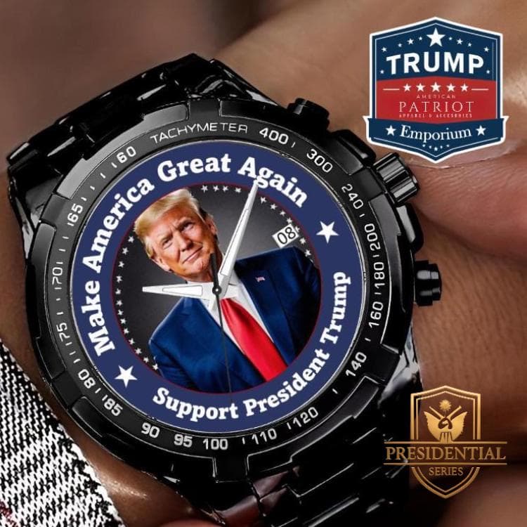 Make America Great Again Donald Trump "Support President Trump" Men's Metal Watch - Perfect Everyday Wear