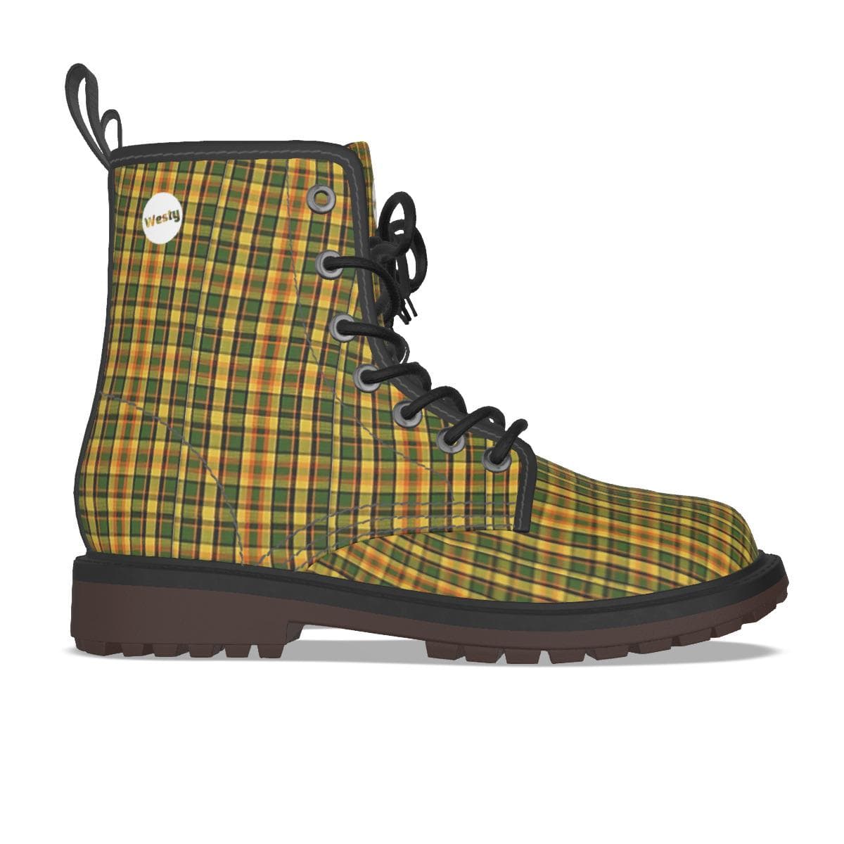 Westy Yellow Women's Plaid Lace-Up Boots Westfalia Road Trip