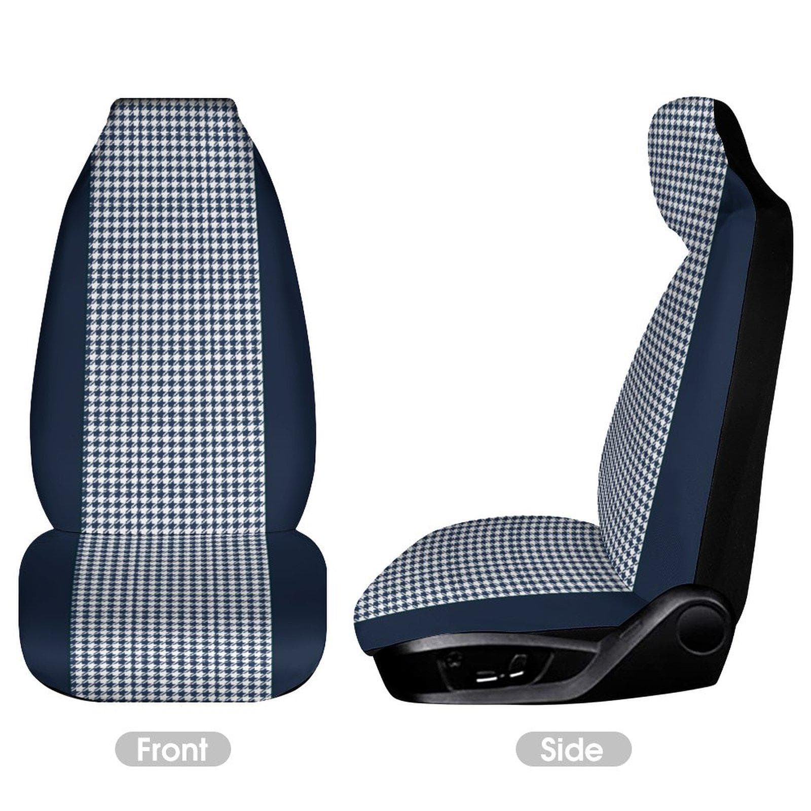 Navy Houndstooth Car Seat Protector, Universal Fit Auto Cover, Durable Polyester Sponge Seat Shield, Stylish Vehicle Interior Accent