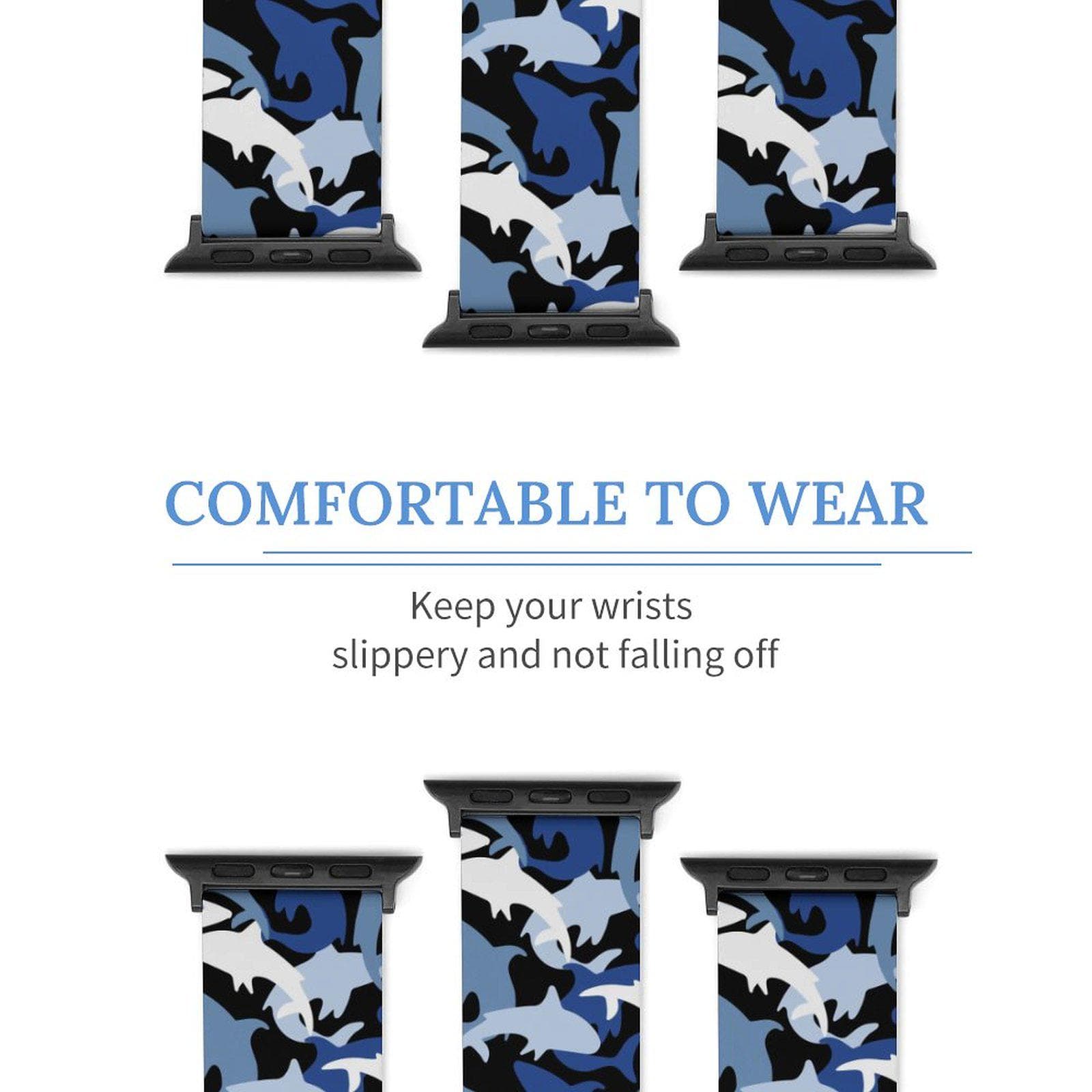 Blue Shark Camo Silicone iWatch Strap - Ocean Camouflage Apple Watch Band