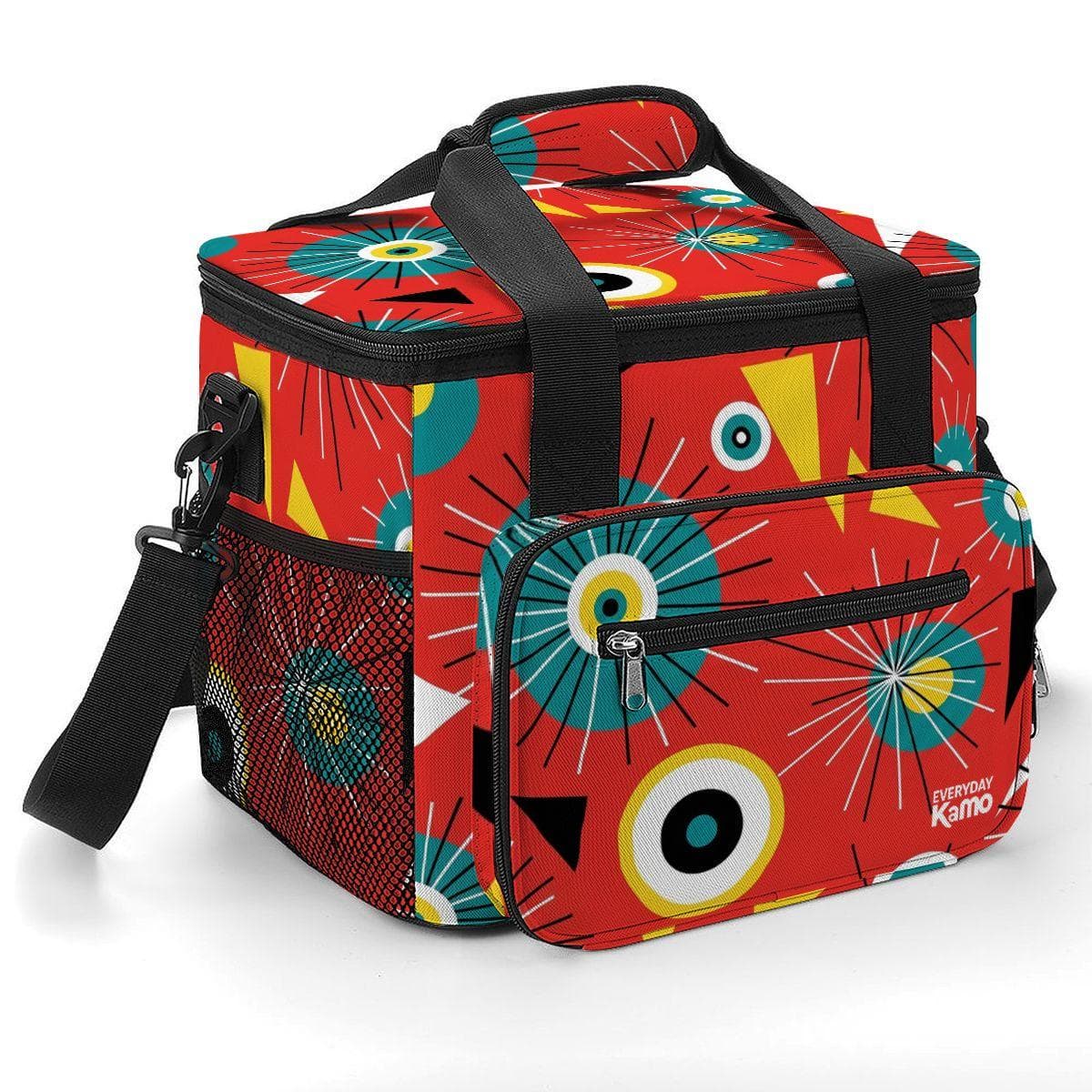 Retro Geometric Cooler Bag | Insulated Oxford Lunch Tote | Leakproof