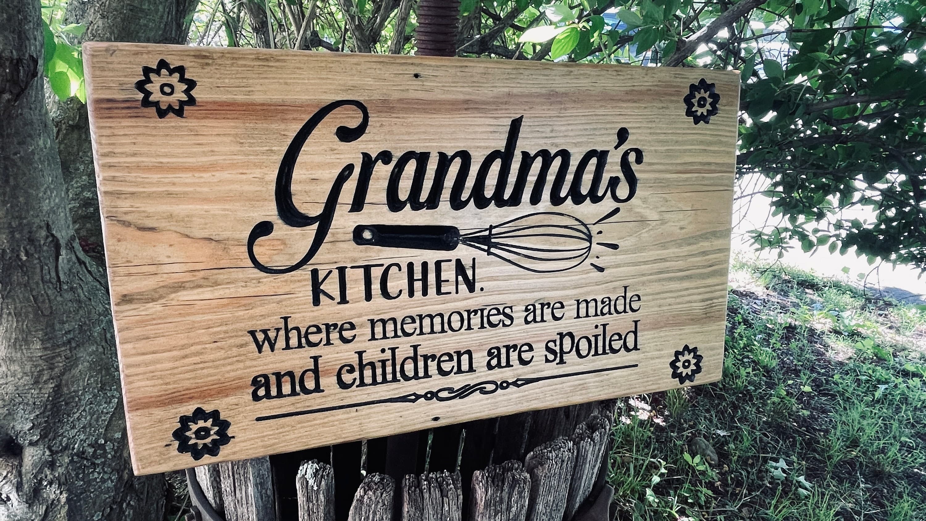 Grandma's Kitchen Horizontal Carved Wood Sign
