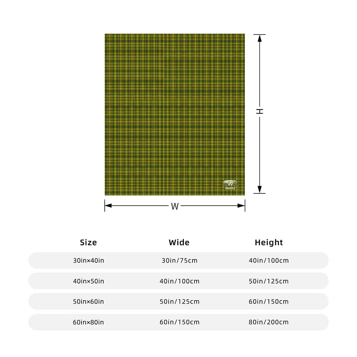 Westy Green Plaid Flannel Throw Blanket - VW Camper Van Road Trip