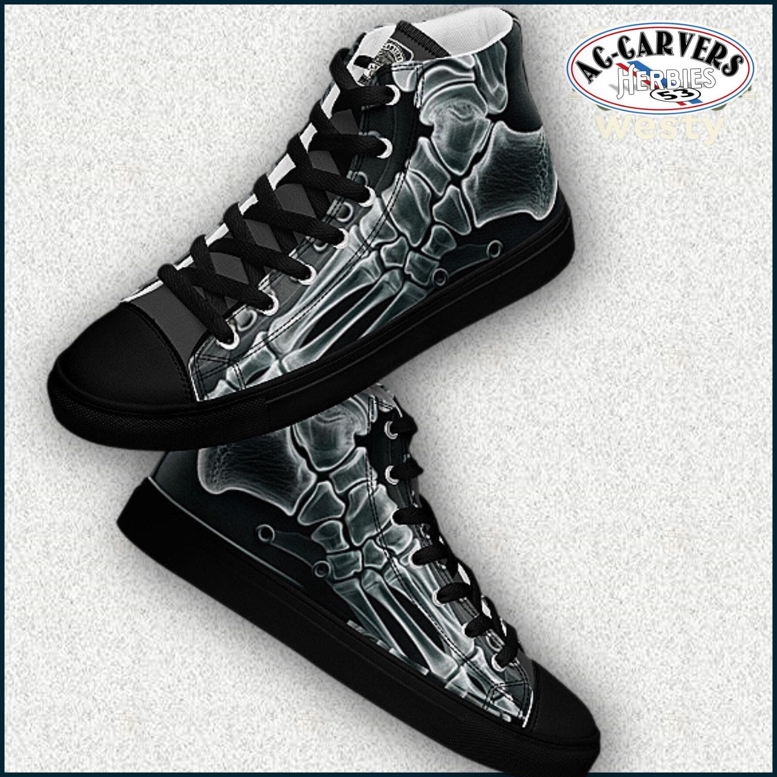 X-Ray High Top Canvas Shoes | Handmade Streetwear Sneakers