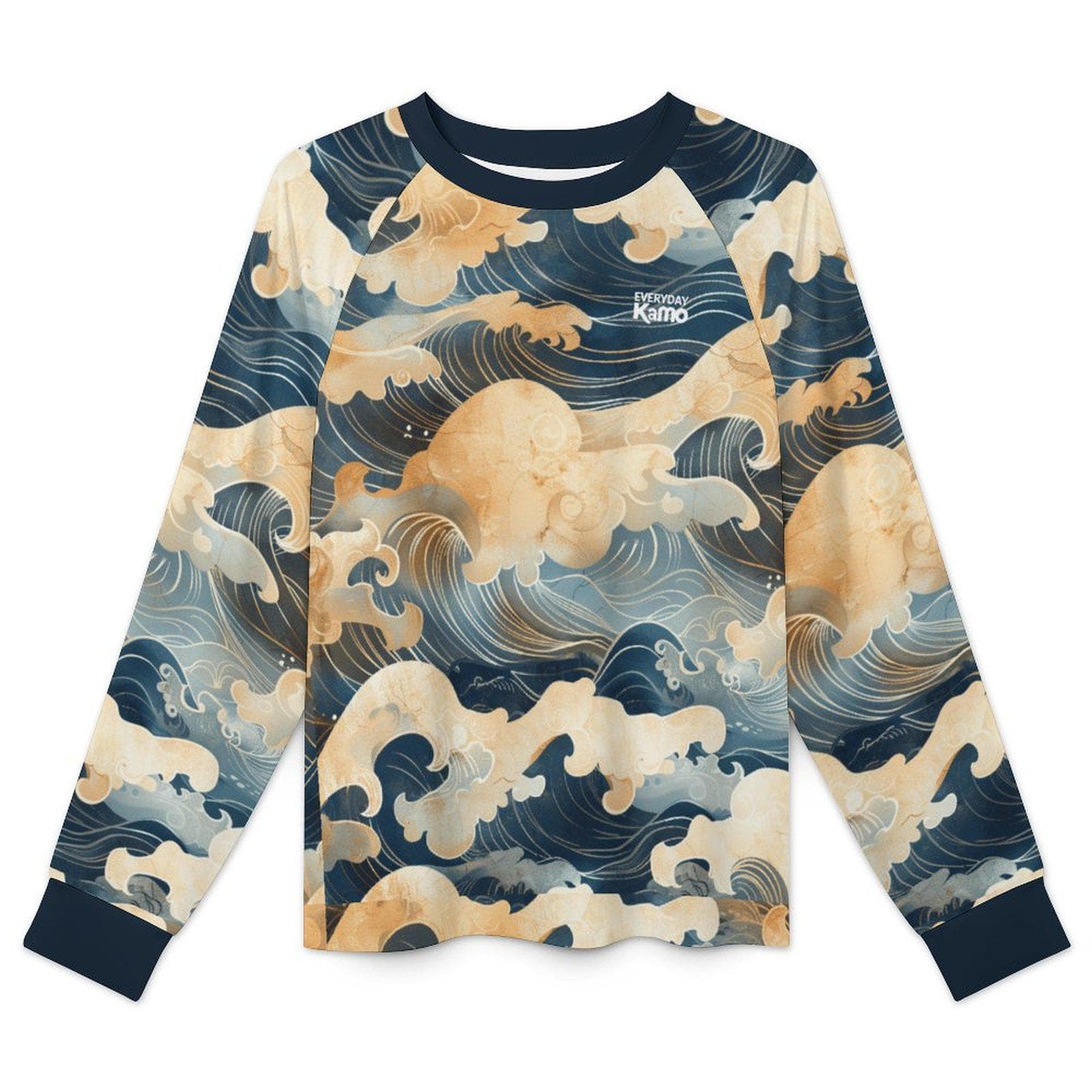 Everyday Kamo Women's Ocean Wave Long Sleeve Quick Dry UPF 50+ T-Shirt - Cool Touch Sun Protection Top