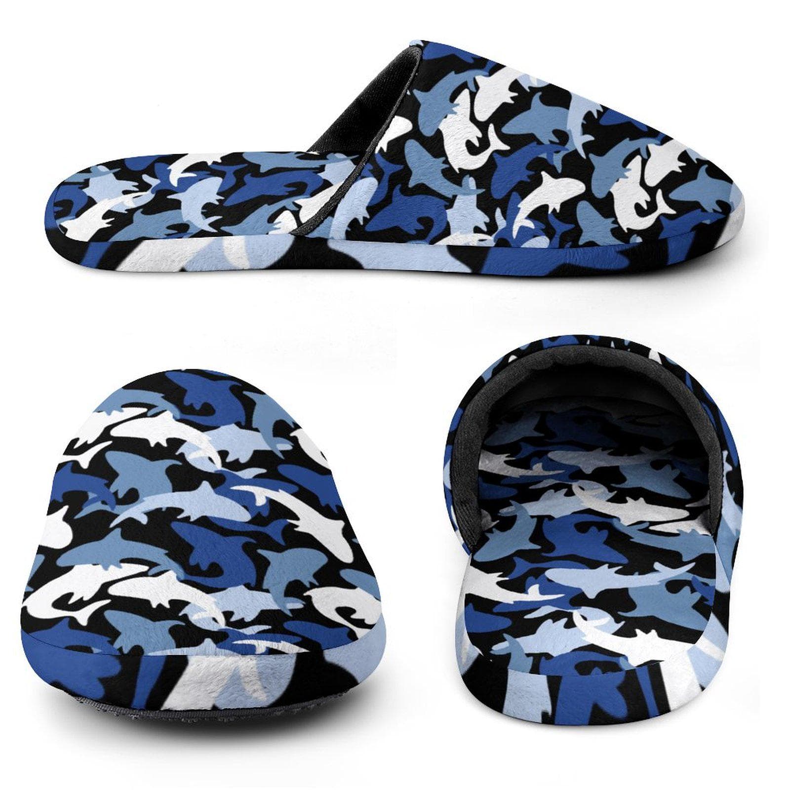 Shark Camo Flannel Slippers | Blue Marine Comfort Slides