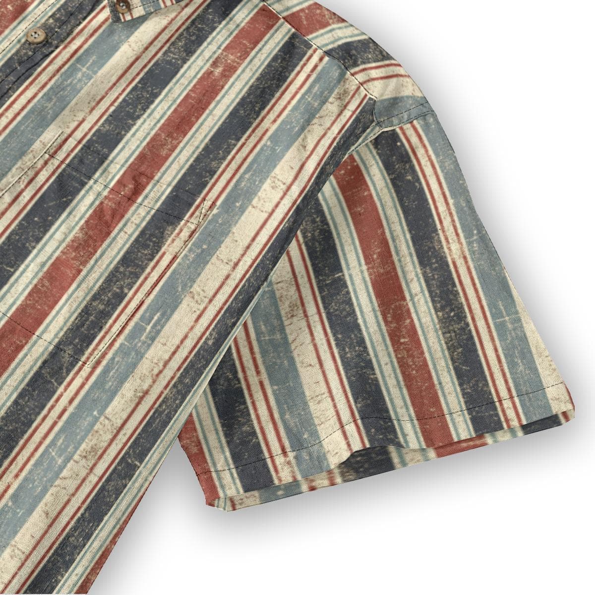 Men's Vintage Striped Slub Cotton Shirt | Distressed Button-Down Short Sleeve | Retro Casual Resort Wear