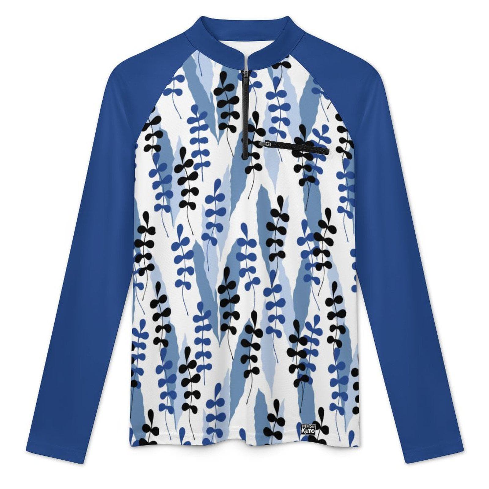 Everyday Kamo Men's Tidal Leaf Print UV Protection Fishing Hoodie | Long Sleeve Stand-Up Collar Performance Shirt