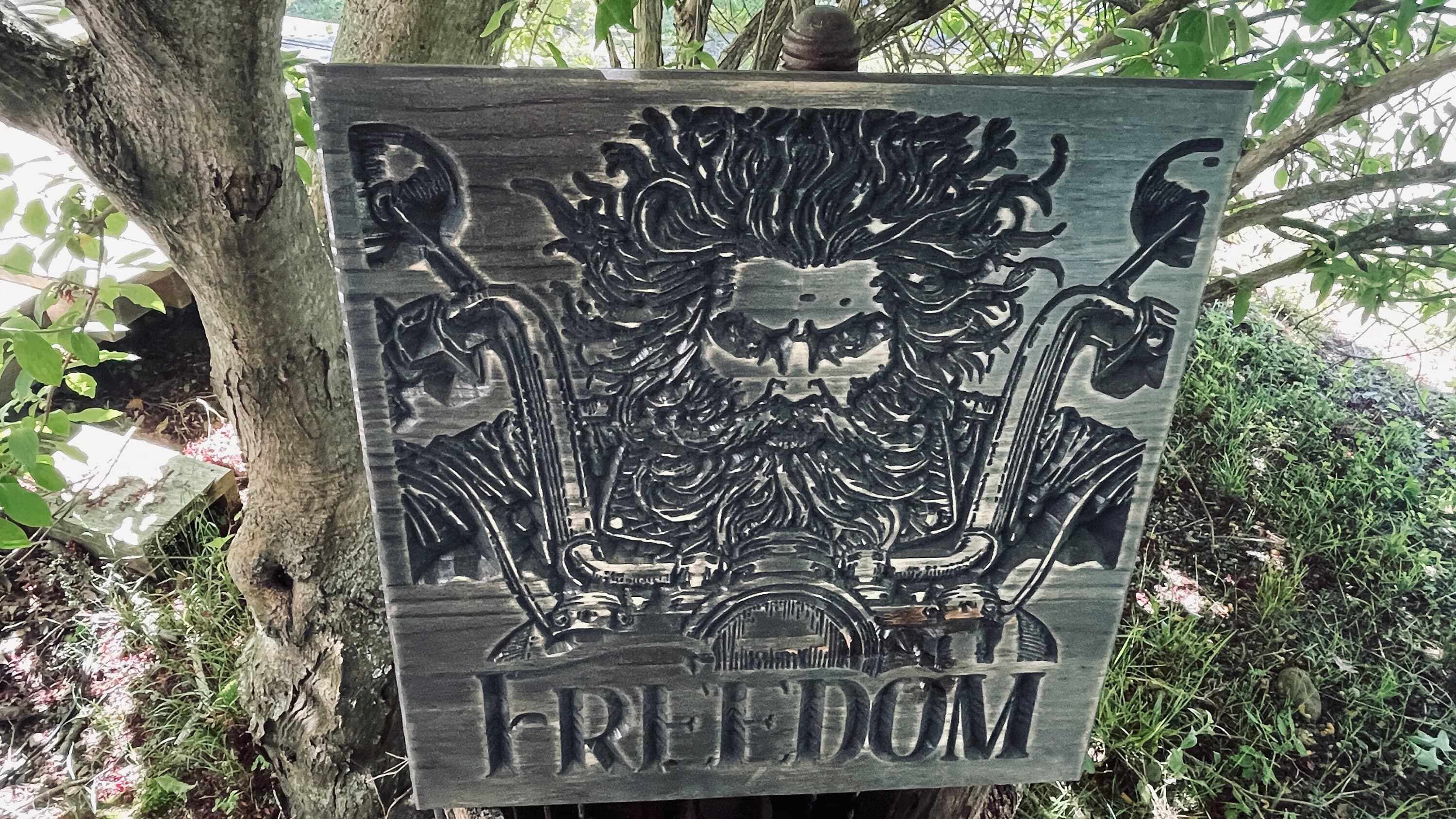 Freedom Rider Carved Wood Sign (Bold Edition)