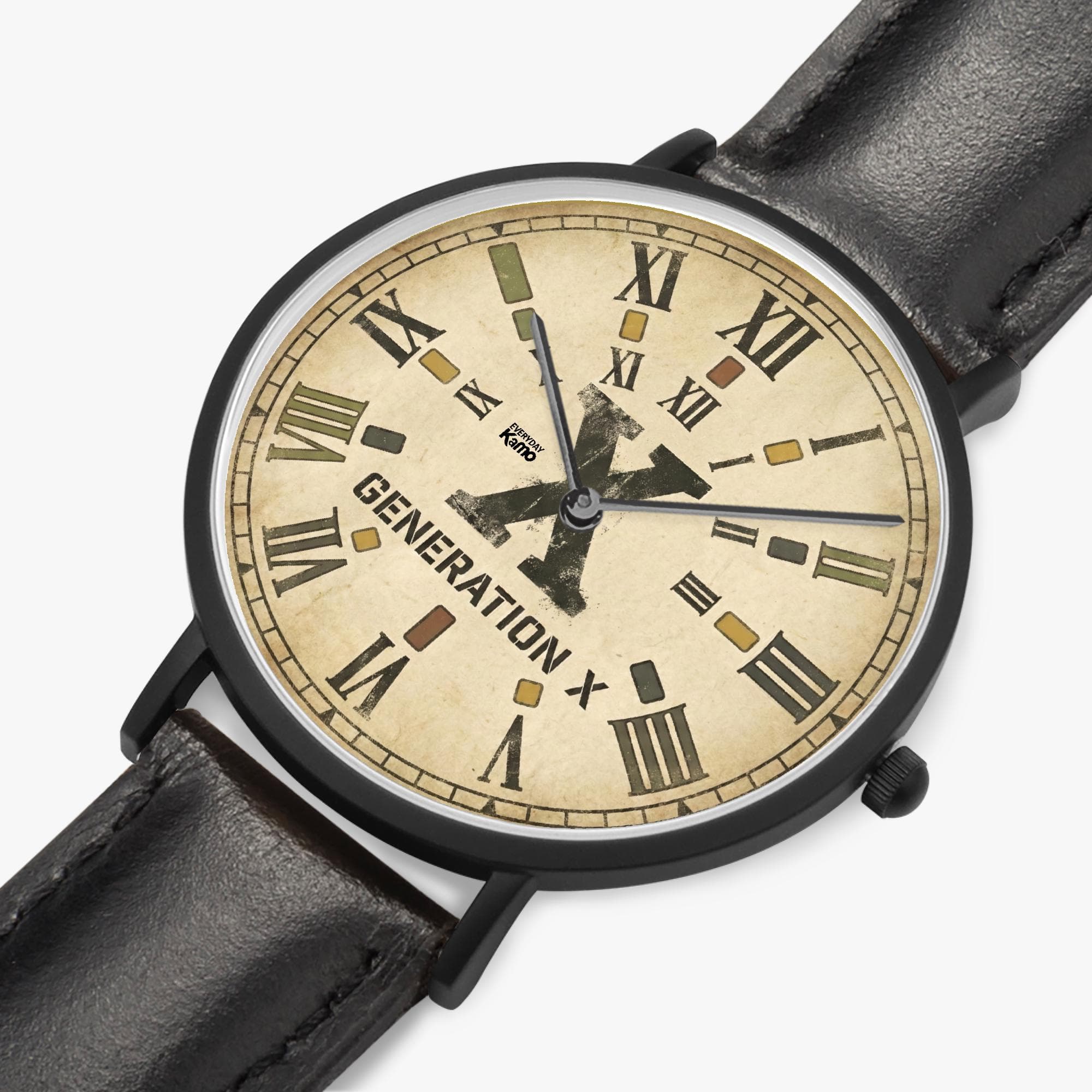 Warren Watch Co. "Generation X" Ultra-Thin Roman Numeral Watch | Unisex Leather Strap | Japanese Movement