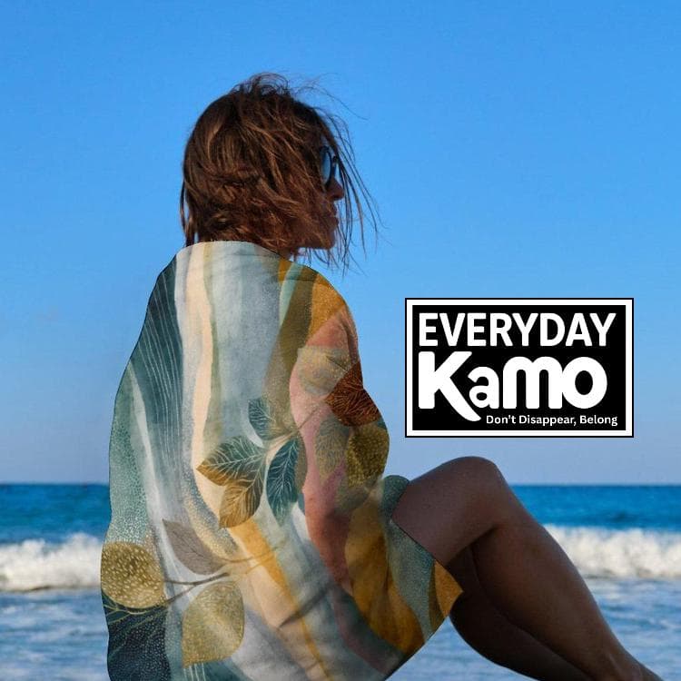 Everyday Kamo Abstract Leaves Beach Towel | Fast Dry Spa Bath Towel | Boho Botanical Design