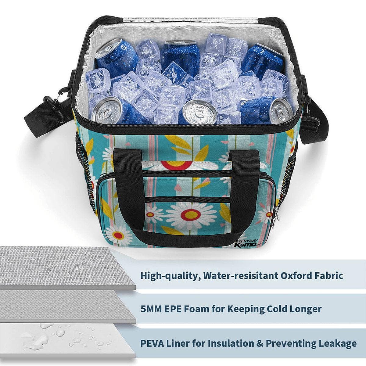 Daisy Floral Insulated Lunch Bag | Oxford Fabric Leakproof Cooler Tote