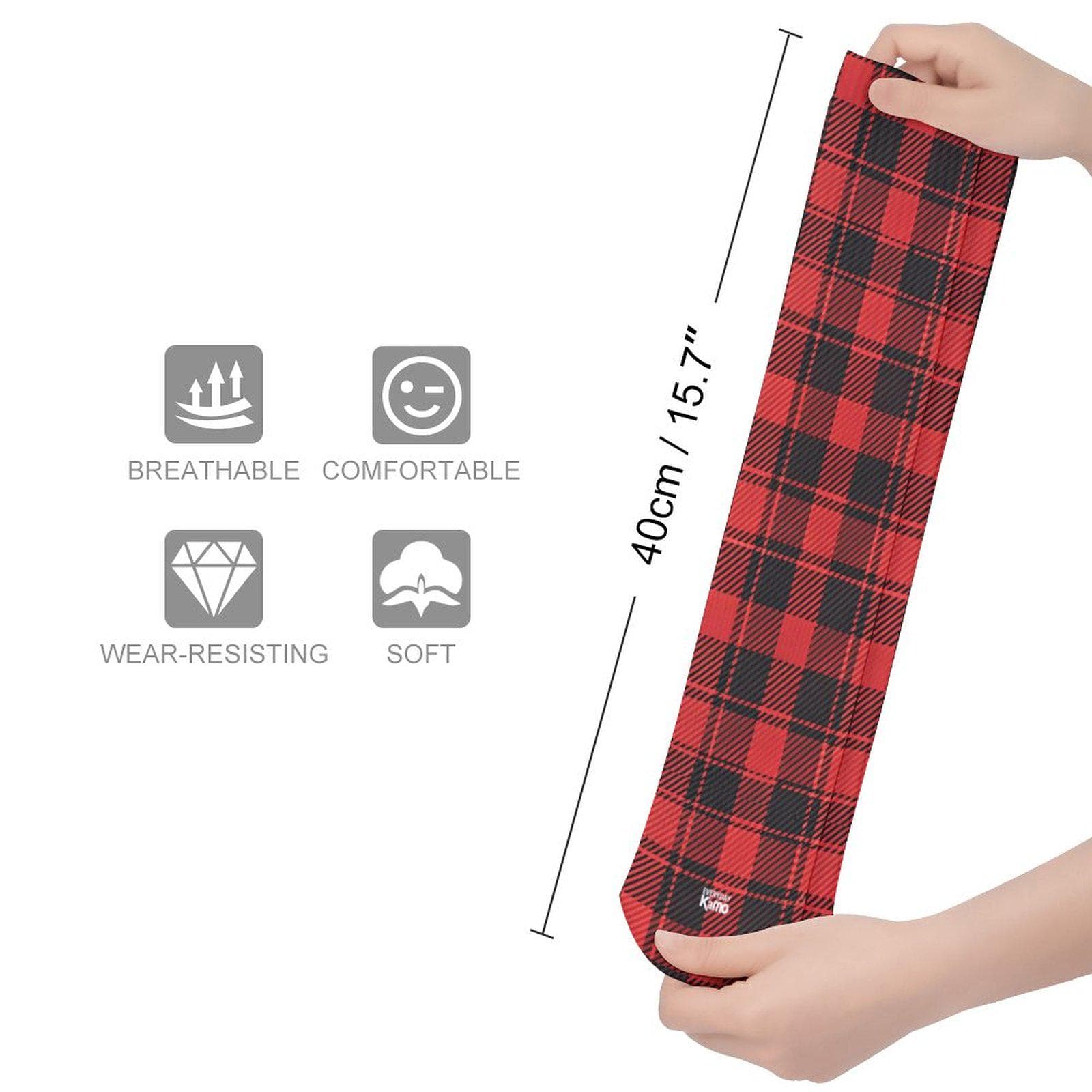 Everyday Kamo Red Plaid Knee-High Socks | Cozy & Stylish Tube Socks