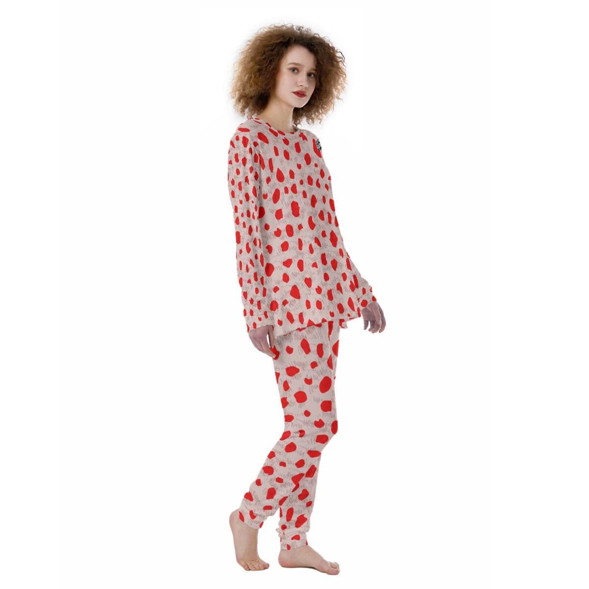 Cozy Red Dot Pajama Set | Soft Brush Fabric Loungewear for Women | Comfortable Two-Piece Sleepwear