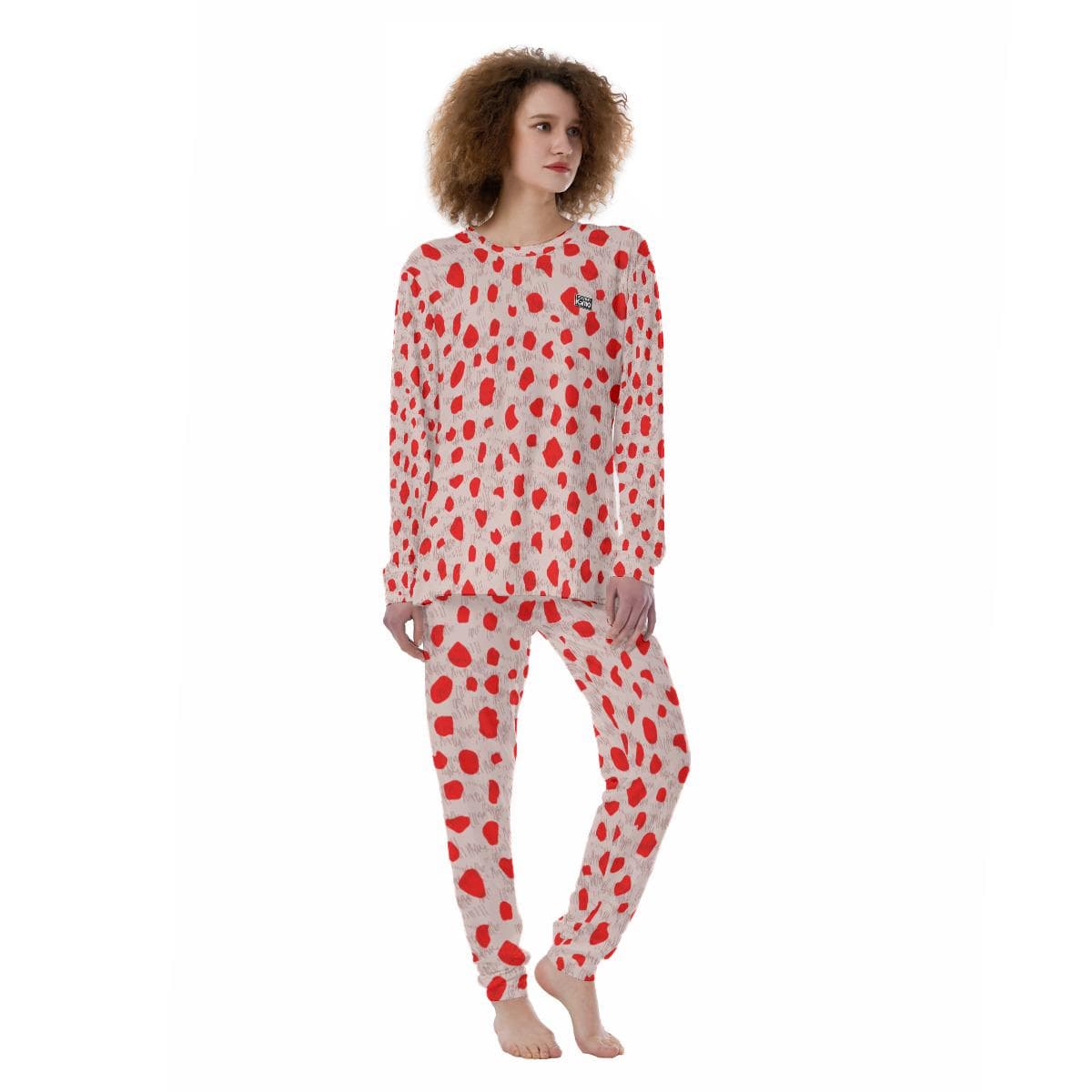 Cozy Red Dot Pajama Set | Soft Brush Fabric Loungewear for Women | Comfortable Two-Piece Sleepwear