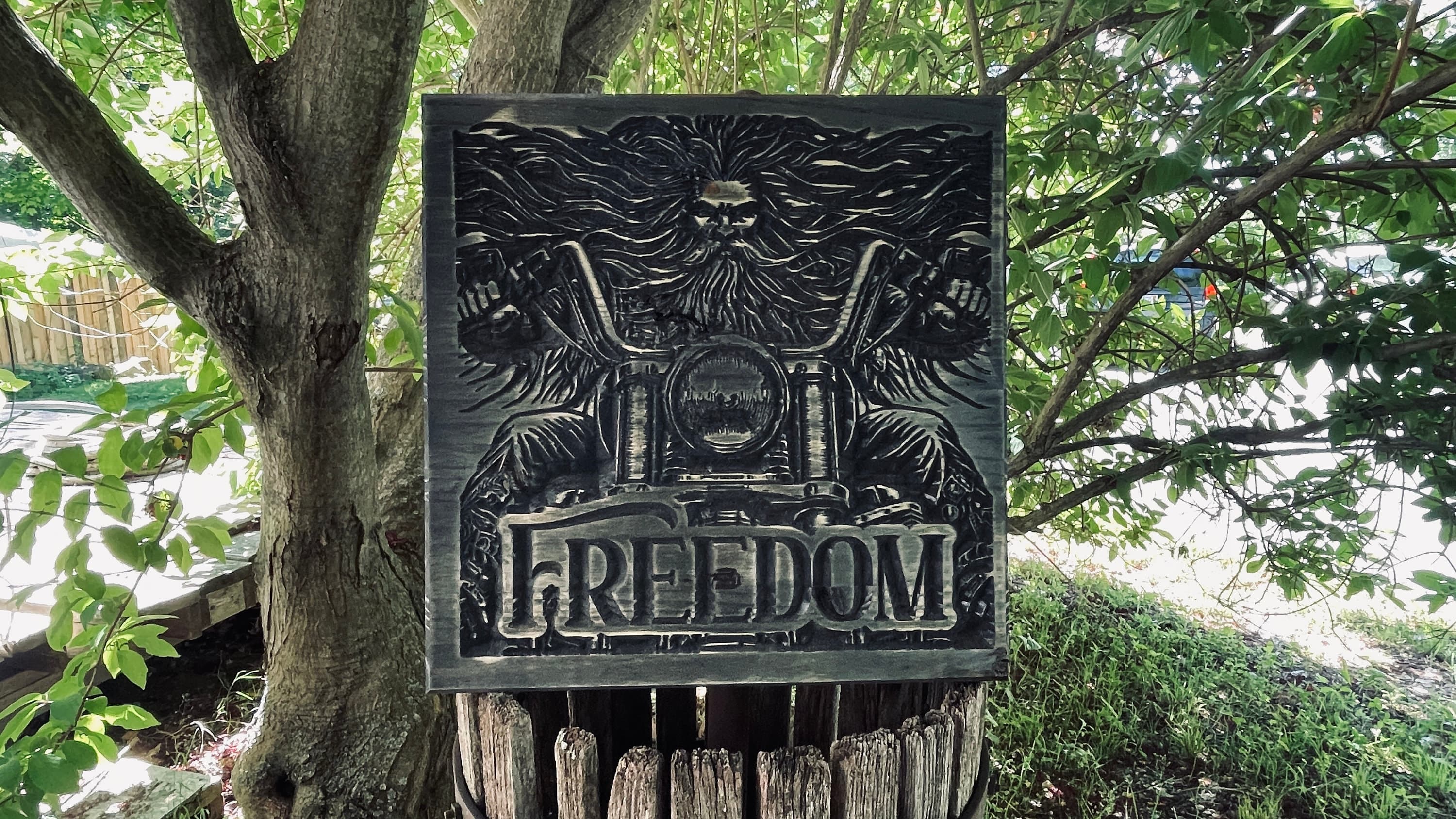 Freedom Rider Carved Wood Sign