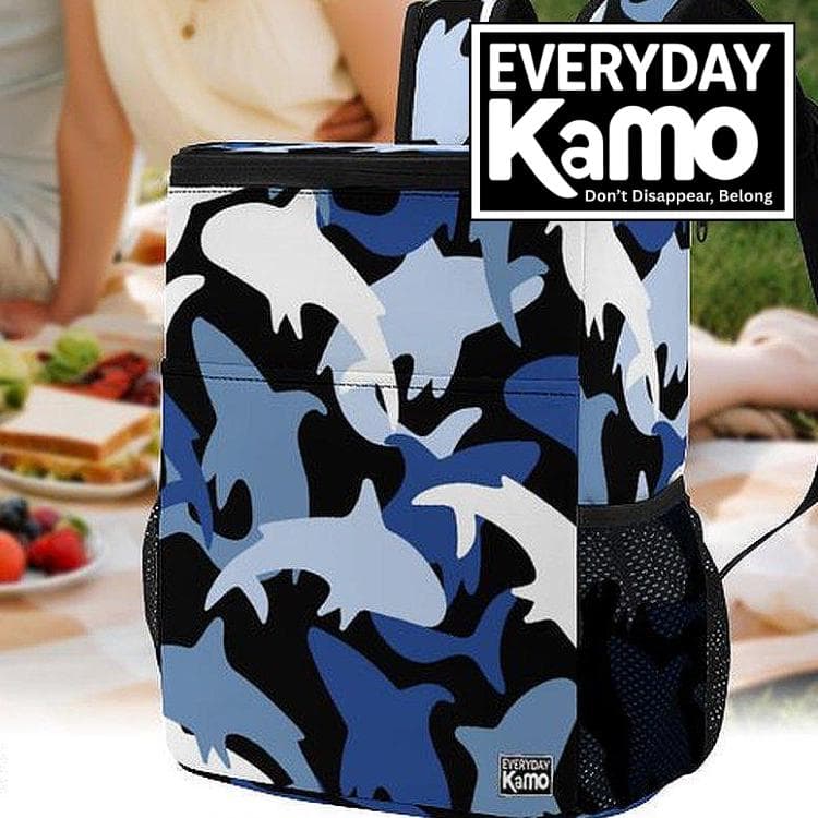 Everyday Kamo Shark Camo Cooler Backpack - Insulated Lunch Bag for Beach, Travel & Daily Adventures