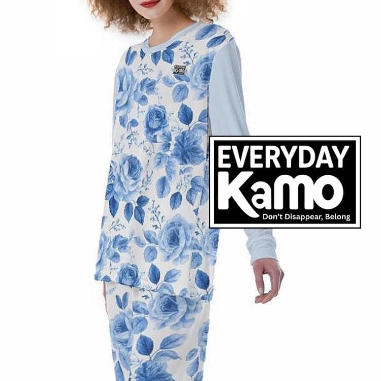 Blue Rose Floral Pajama Set | Soft & Skin-Friendly Loungewear | Comfortable Women's Sleepwear | 2-Piece PJs