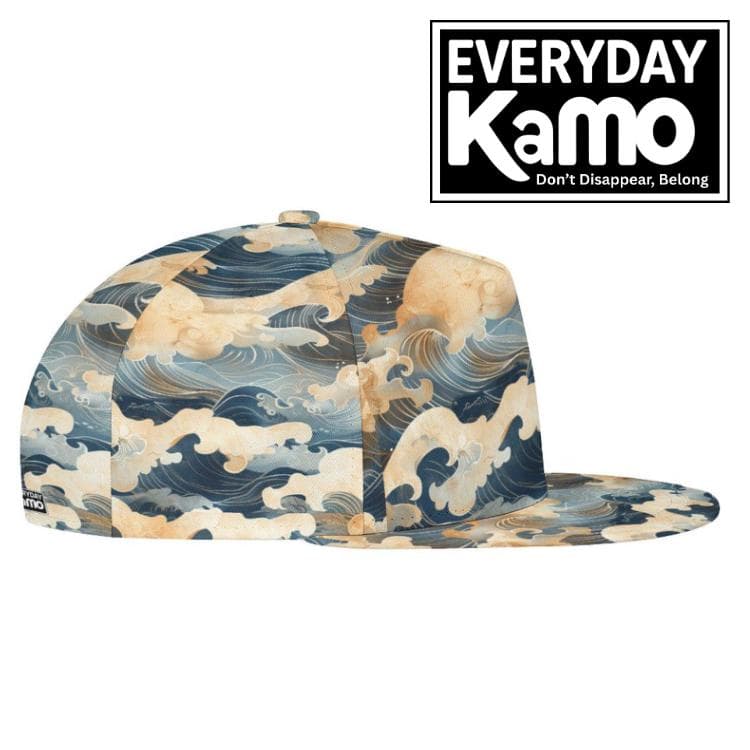 Everyday Kamo Japanese Wave Snapback Hat | Ocean Art Unisex Adjustable Cap