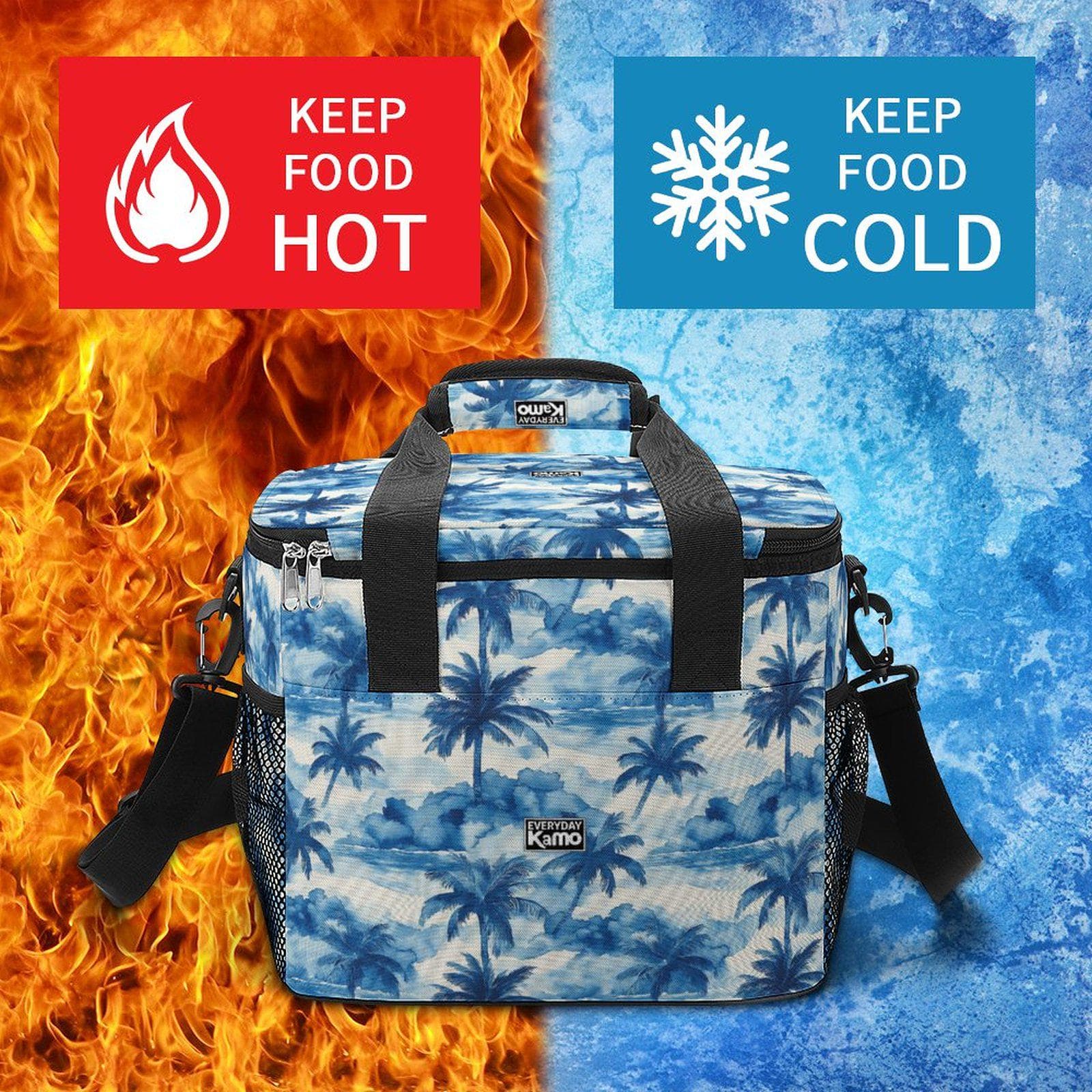 Everyday Kamo Tropical Oasis Collapsible Cooler Bag - Large Insulated Picnic & Beach Lunch Tote with Palm Tree Print