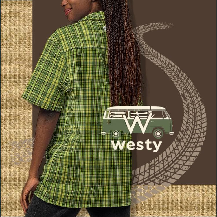 Westy Westfalia Green Plaid Shirt | Unisex Recycled Polyester Travel Wear