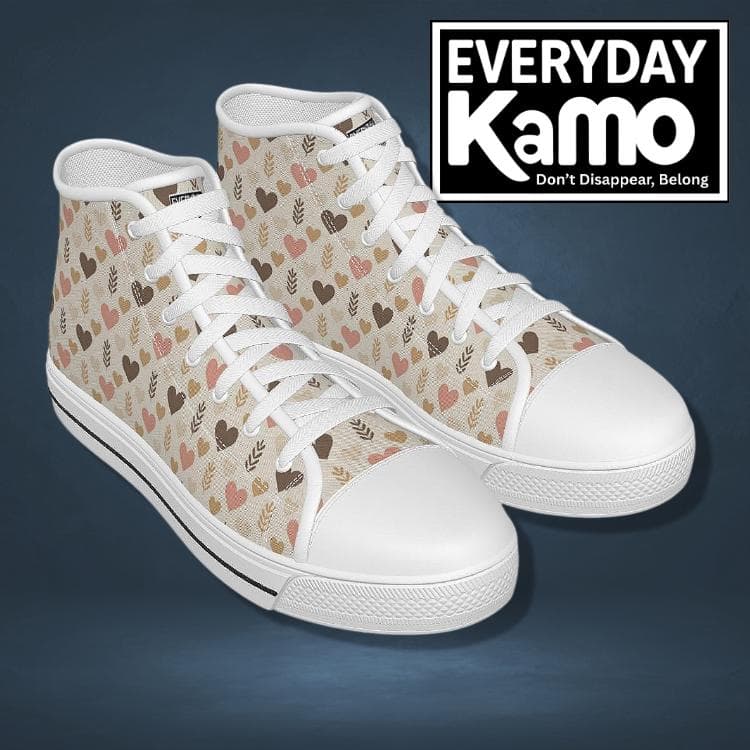 Women's Sweet Heart Canvas High-Tops - Comfy & Stylish Everyday Kamo Kicks