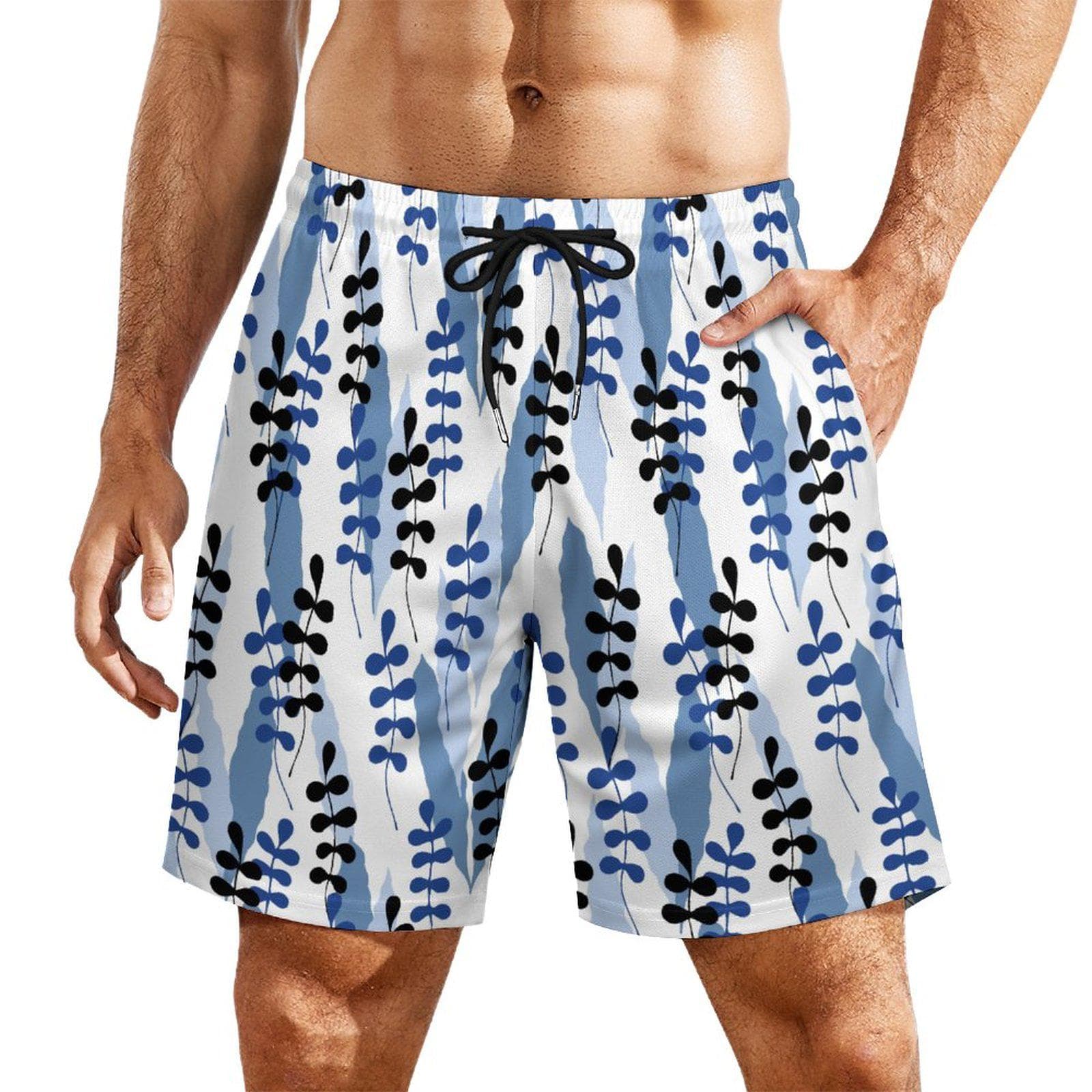 Men's Coastal Bloom Beach Shorts | Quick Dry Botanical Swim Trunks with 4 Pockets | Summer & Vacation Ready