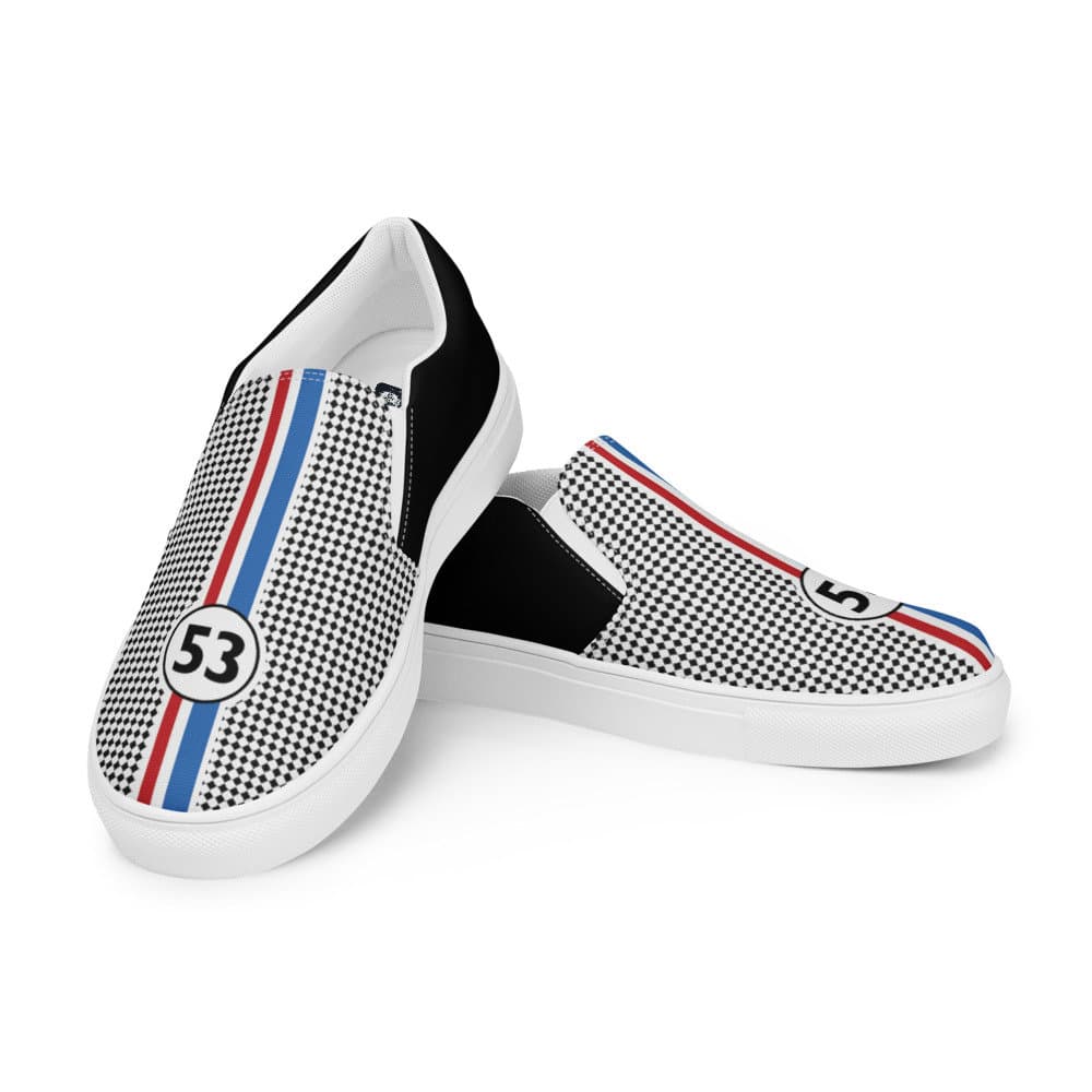Men's Slip-On Canvas Shoes Black Checks | Handmade Casual Footwear