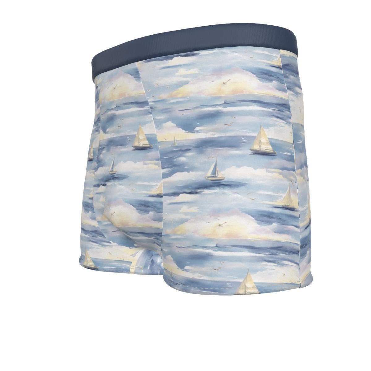 Men's Nautical Sailboat Boxer Briefs - Ocean Seascape Underwear - Comfortable & Sporty Fit