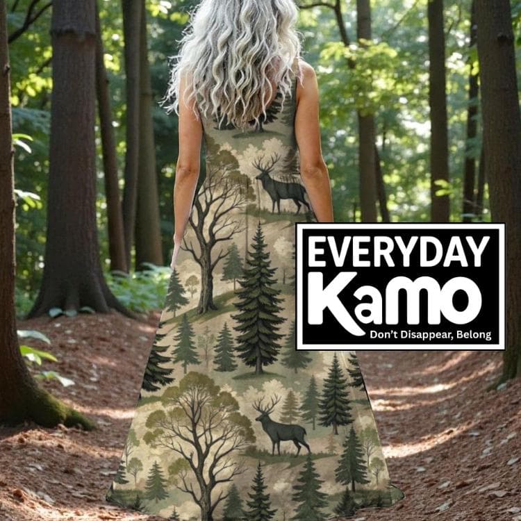 Everyday Kamo Forest Deer Maxi Dress | Summer Vacation & Casual Flowy Dress