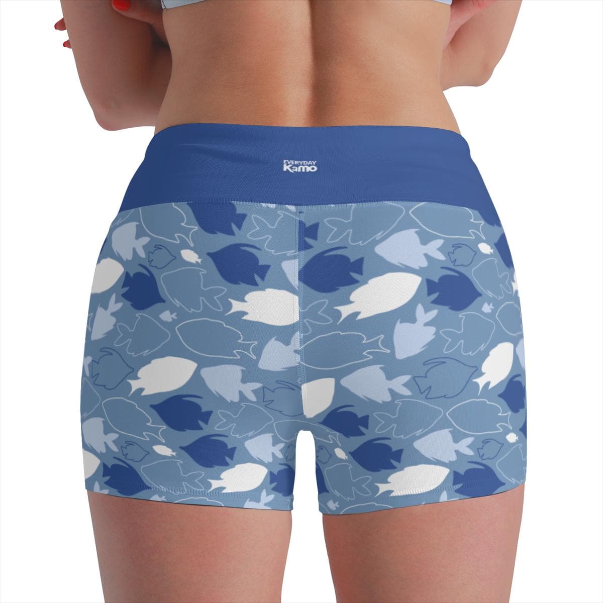 Everyday Kamo 'School's Out' Fish Print High-Waisted Shorts