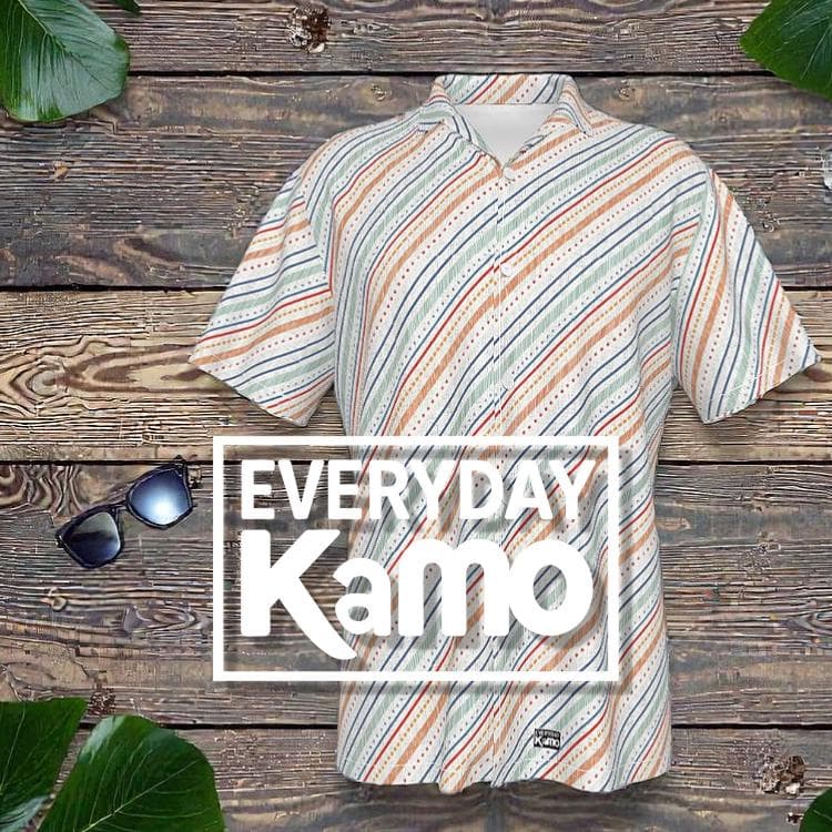Men's Vibrant Striped Hawaiian Shirt | Breathable Four-Way Stretch Summer Button-Up | Tropical Beach Vacation Aloha Shirt