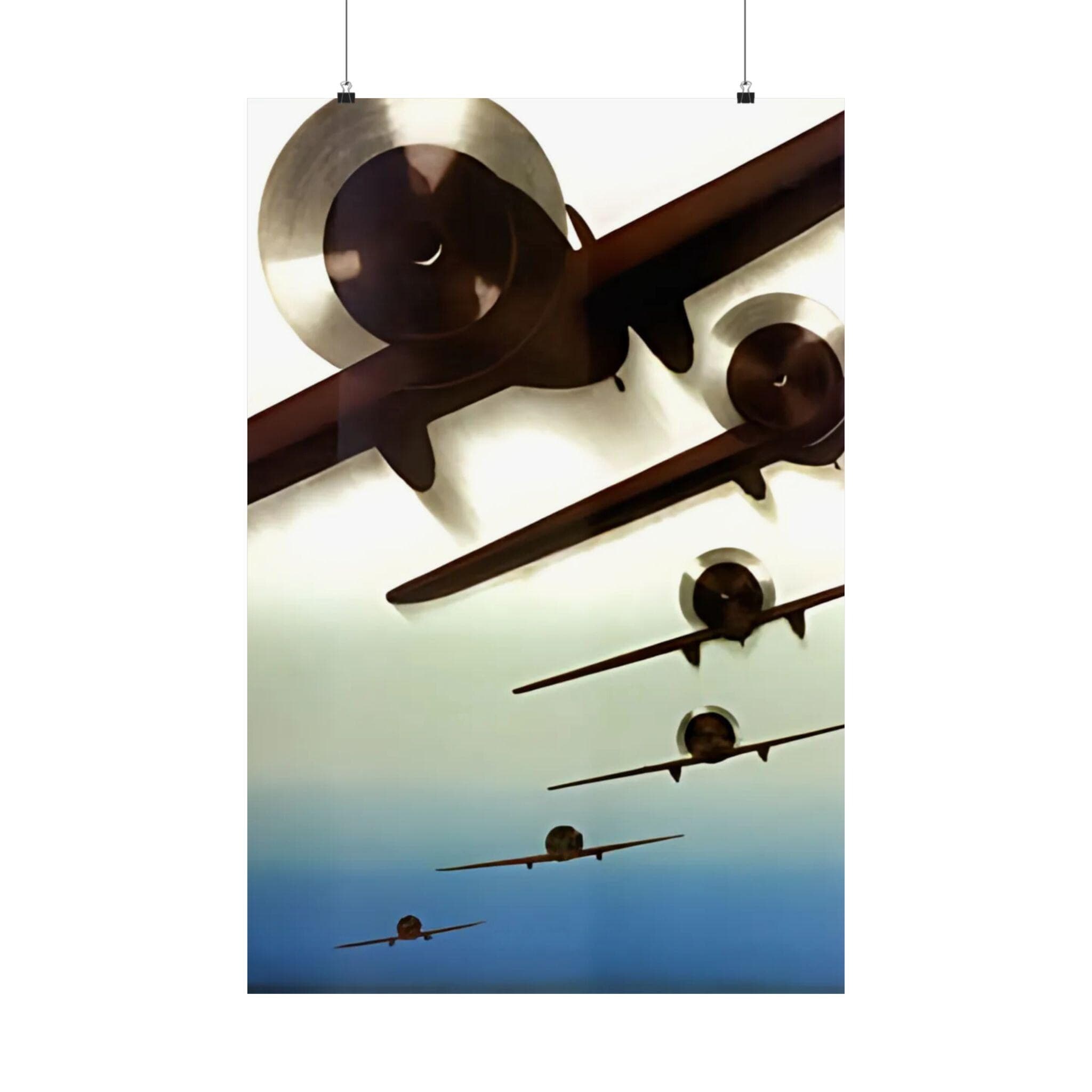 Vintage Formation Flight Propeller Planes Giclée Print - Aviation Art