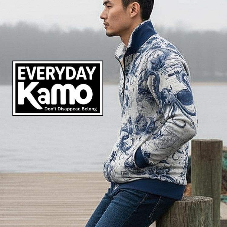 Nautical Kraken Sea Monster Fleece Zip-Up Jacket | Stand Collar Warm Sweatshirt