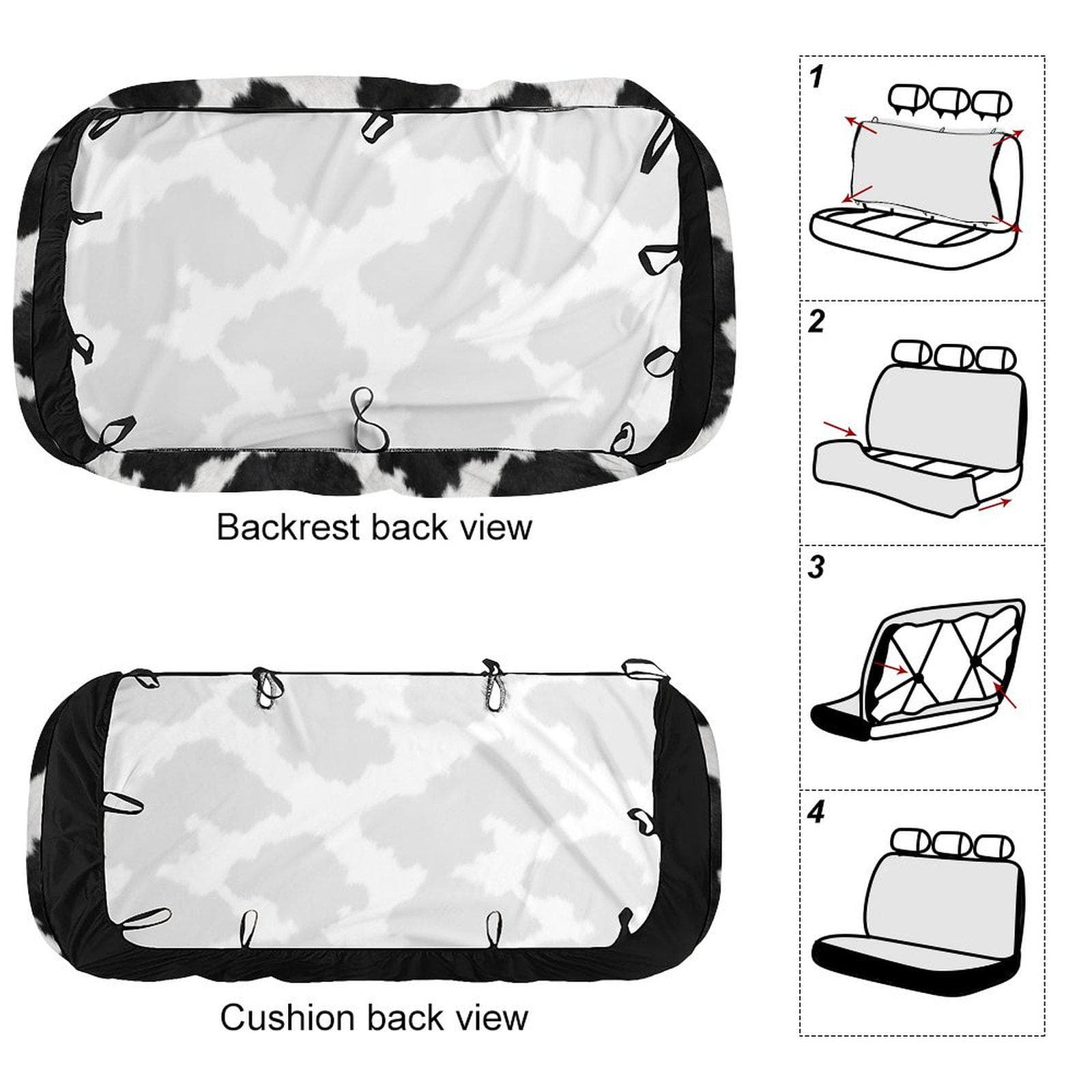 Cow Print Car Back Seat Cover | Stretch Polyester Spandex | SUV Sedan