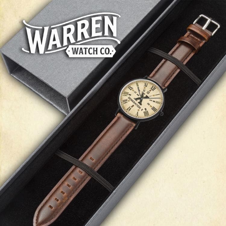Warren Watch Co. Generation X Vintage Roman Numeral Ultra-Thin Leather Watch | Unisex Casual & Dress Timepiece