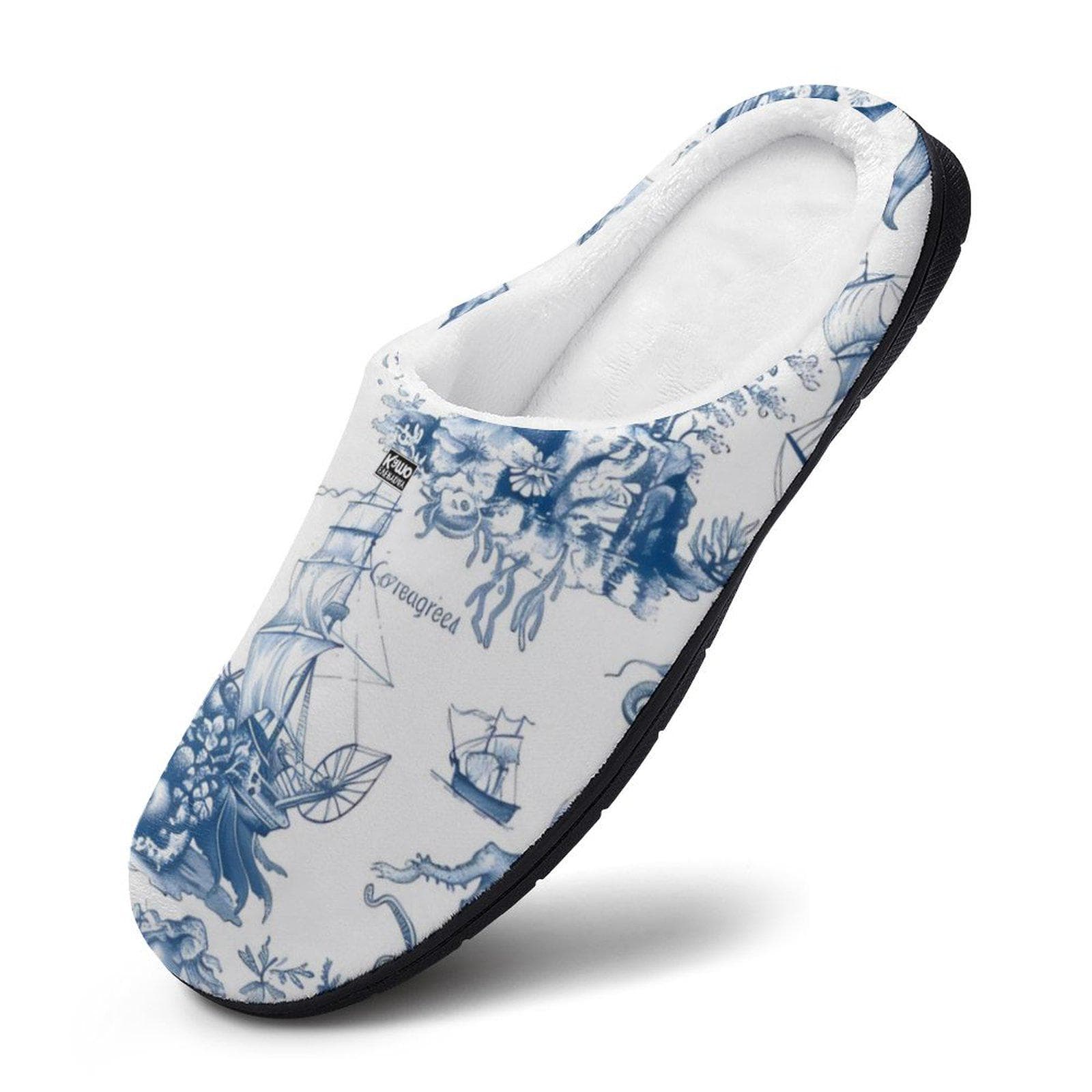 Women's Coreagreens Chinoiserie Nautical Cotton Slippers - Cozy Home Comfort & Style