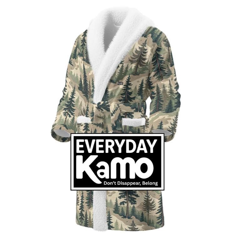 Men's Forest Camo Fleece Robe | Sherpa Collar, Cabin Loungewear
