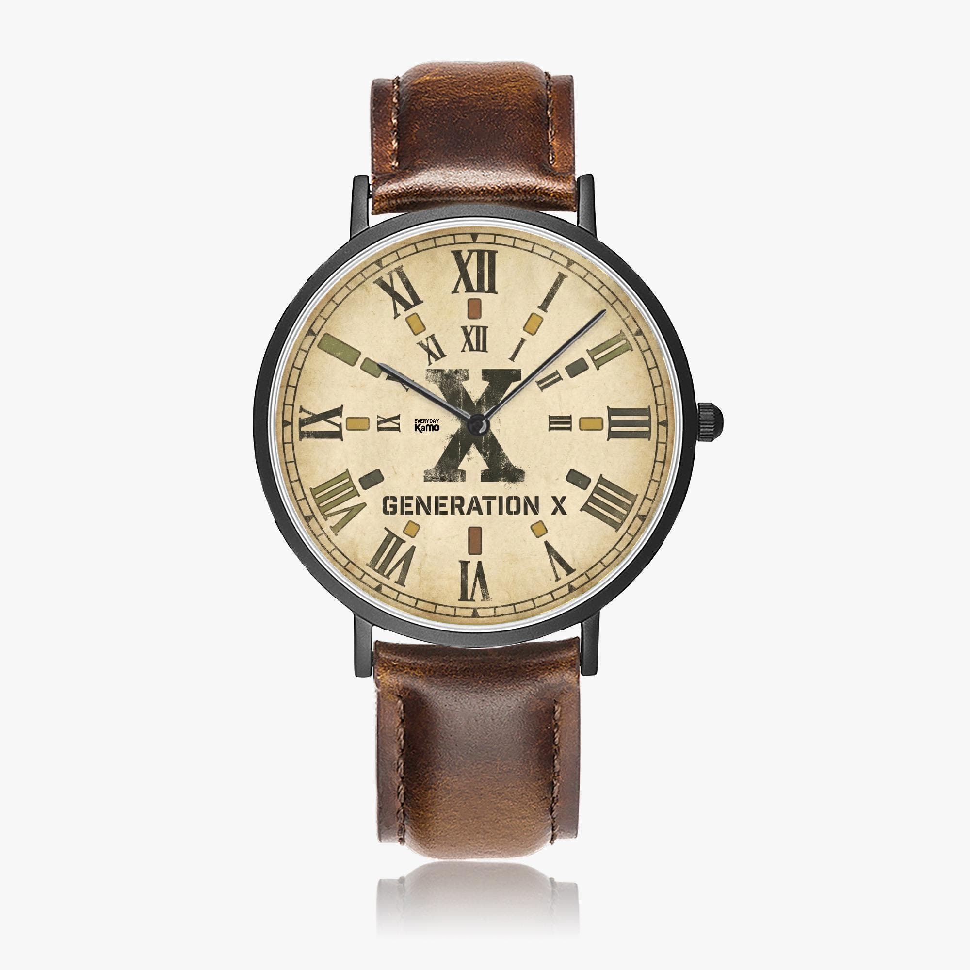 Warren Watch Co. Generation X Vintage Roman Numeral Ultra-Thin Leather Watch | Unisex Casual & Dress Timepiece