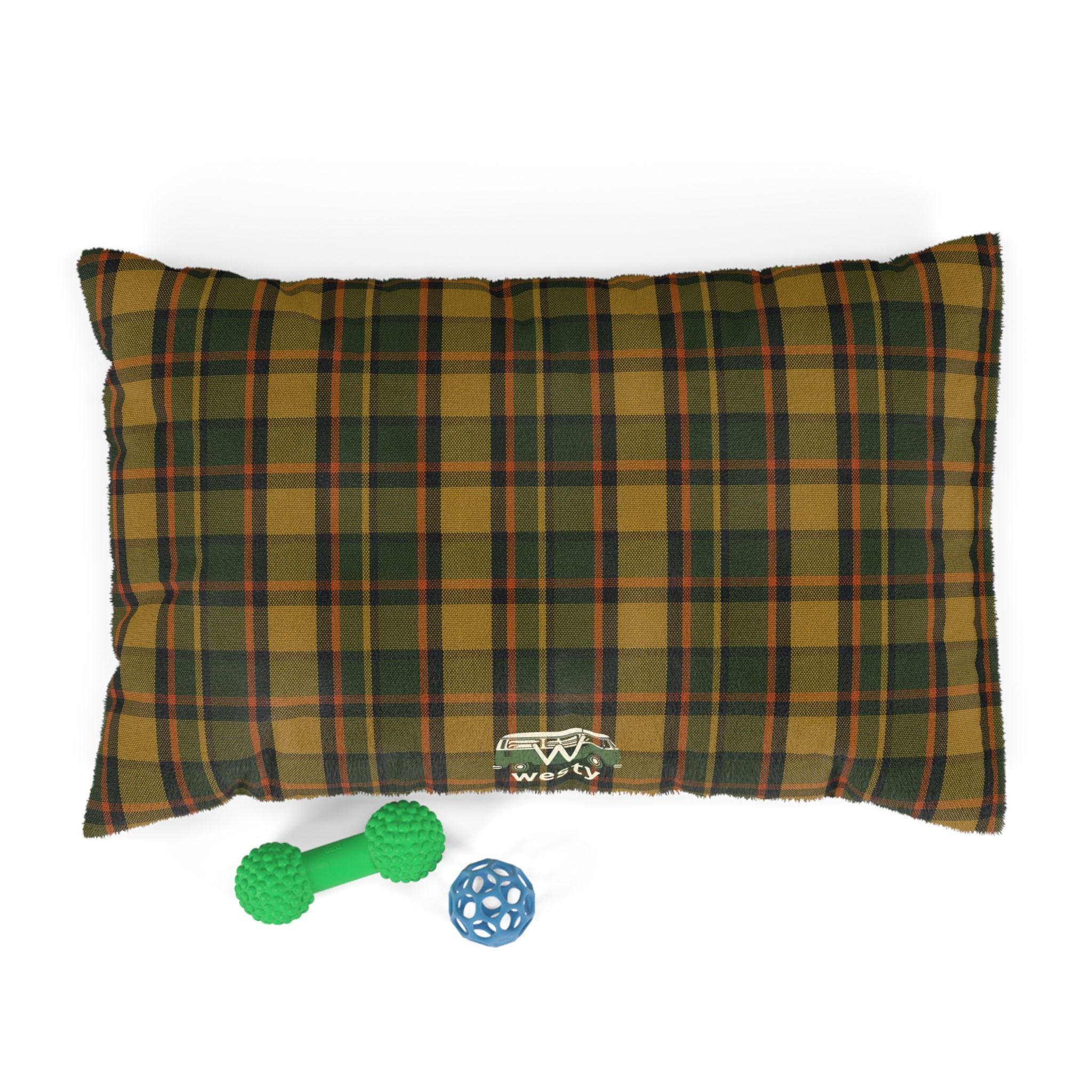 Plaid Vintage VW Camper Inspired Dog Bed, Removable Cover