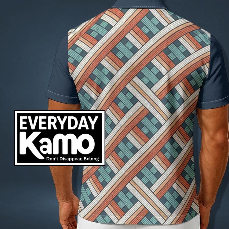 Everyday Kamo Men's Abstract Geometric Hawaiian Shirt | Breathable Summer Aloha Button-Up | Unique Patterned Casual Vacation Top