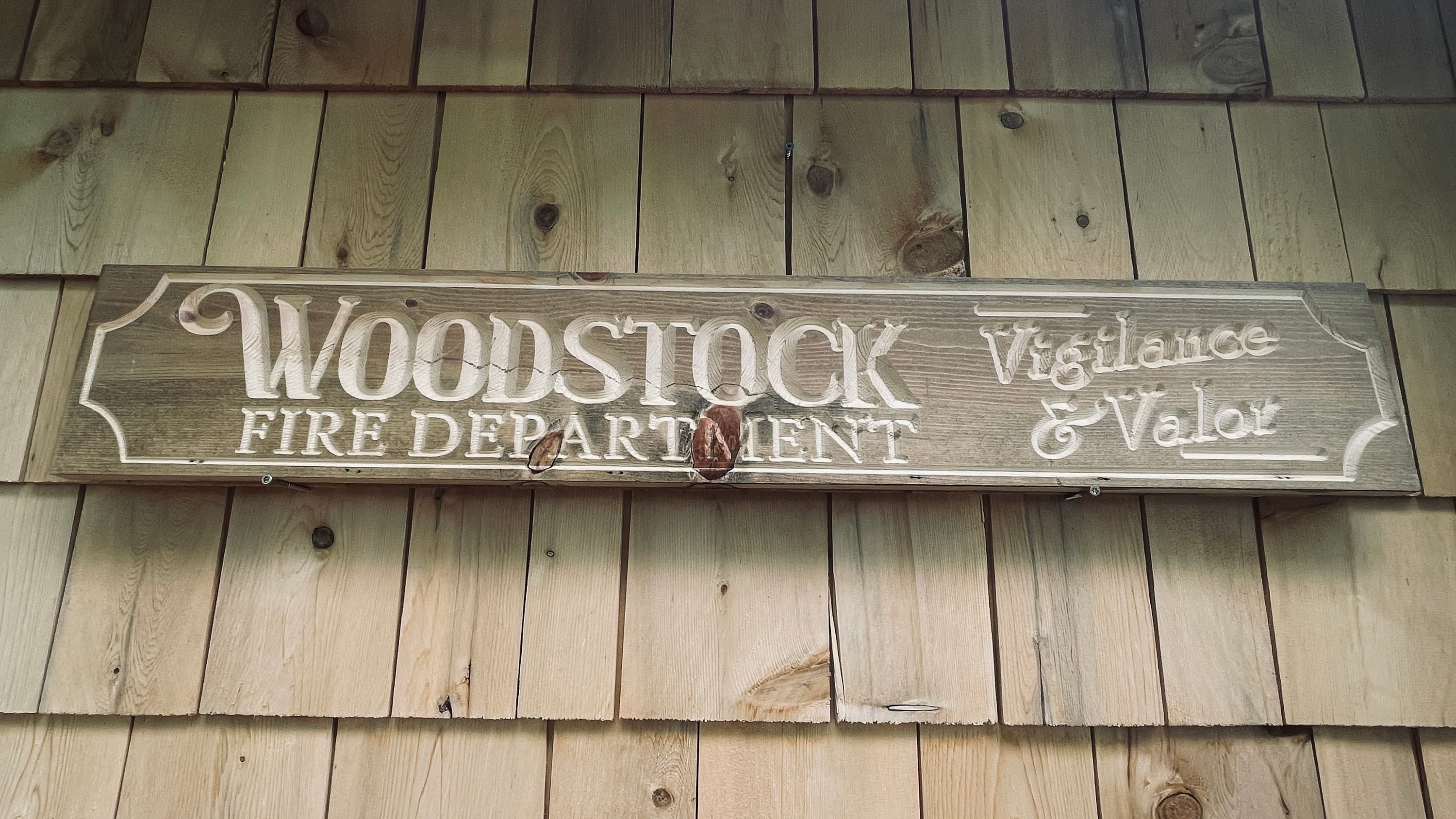 Woodstock Fire Department Real Pine Wood Carved Sign