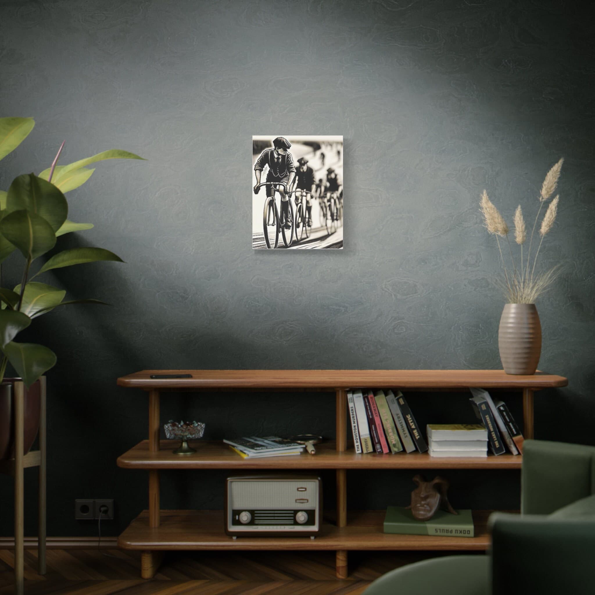 Vintage Cyclist Canvas Print | The Leader Matte Art | Stretched Pine Frame